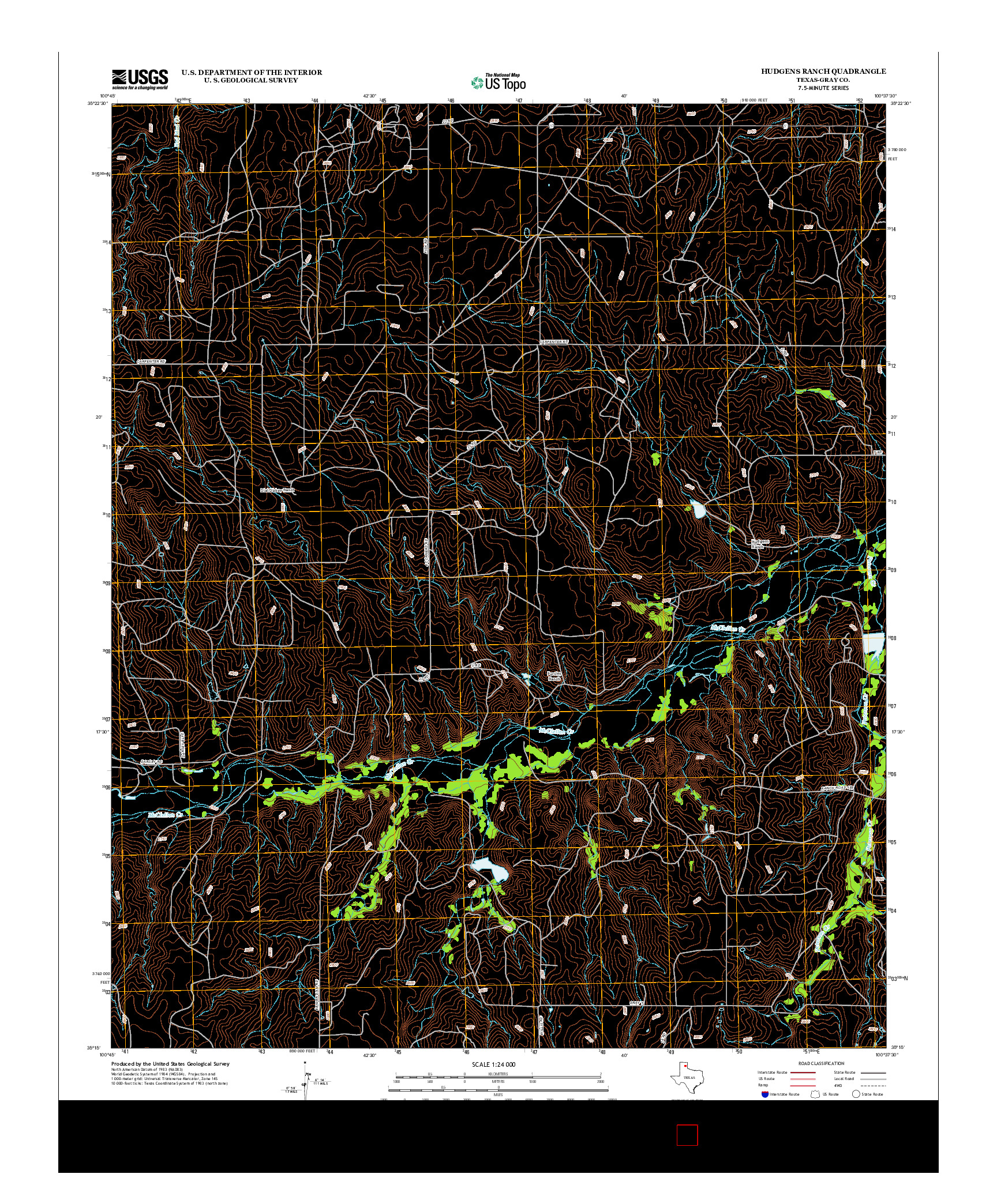 USGS US TOPO 7.5-MINUTE MAP FOR HUDGENS RANCH, TX 2012