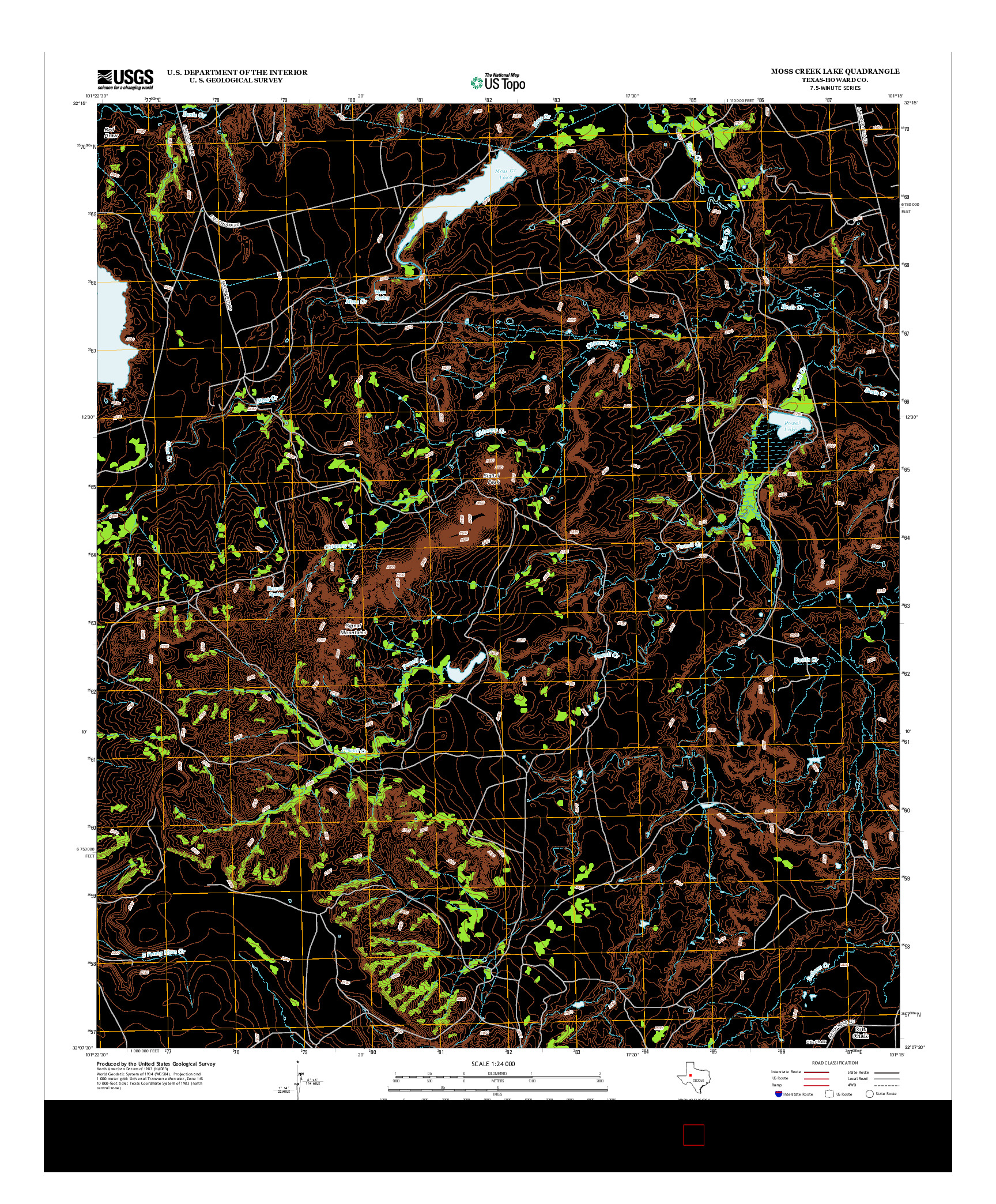 USGS US TOPO 7.5-MINUTE MAP FOR MOSS CREEK LAKE, TX 2012