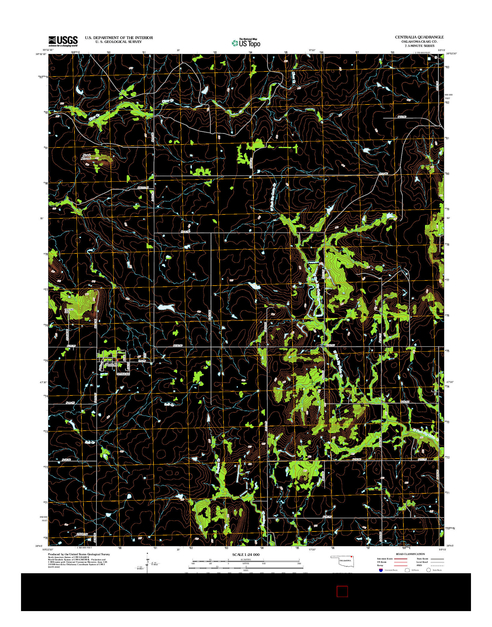 USGS US TOPO 7.5-MINUTE MAP FOR CENTRALIA, OK 2012