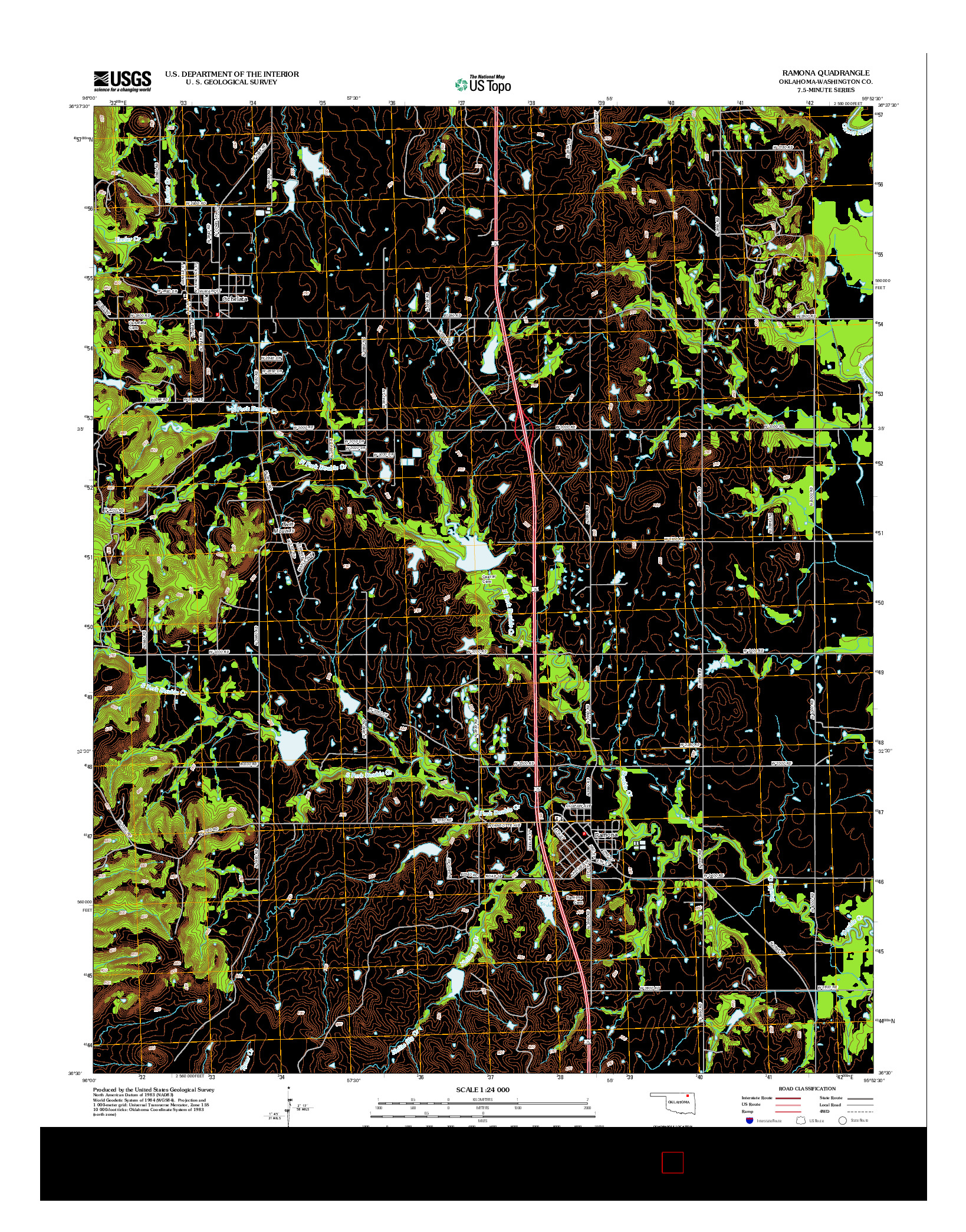 USGS US TOPO 7.5-MINUTE MAP FOR RAMONA, OK 2012