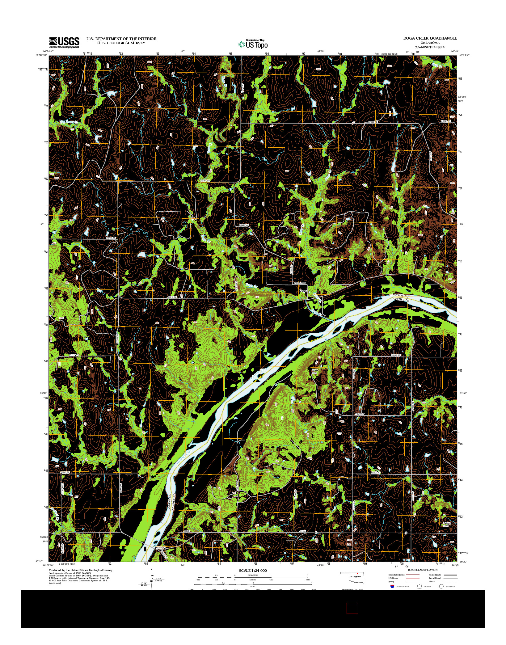 USGS US TOPO 7.5-MINUTE MAP FOR DOGA CREEK, OK 2012