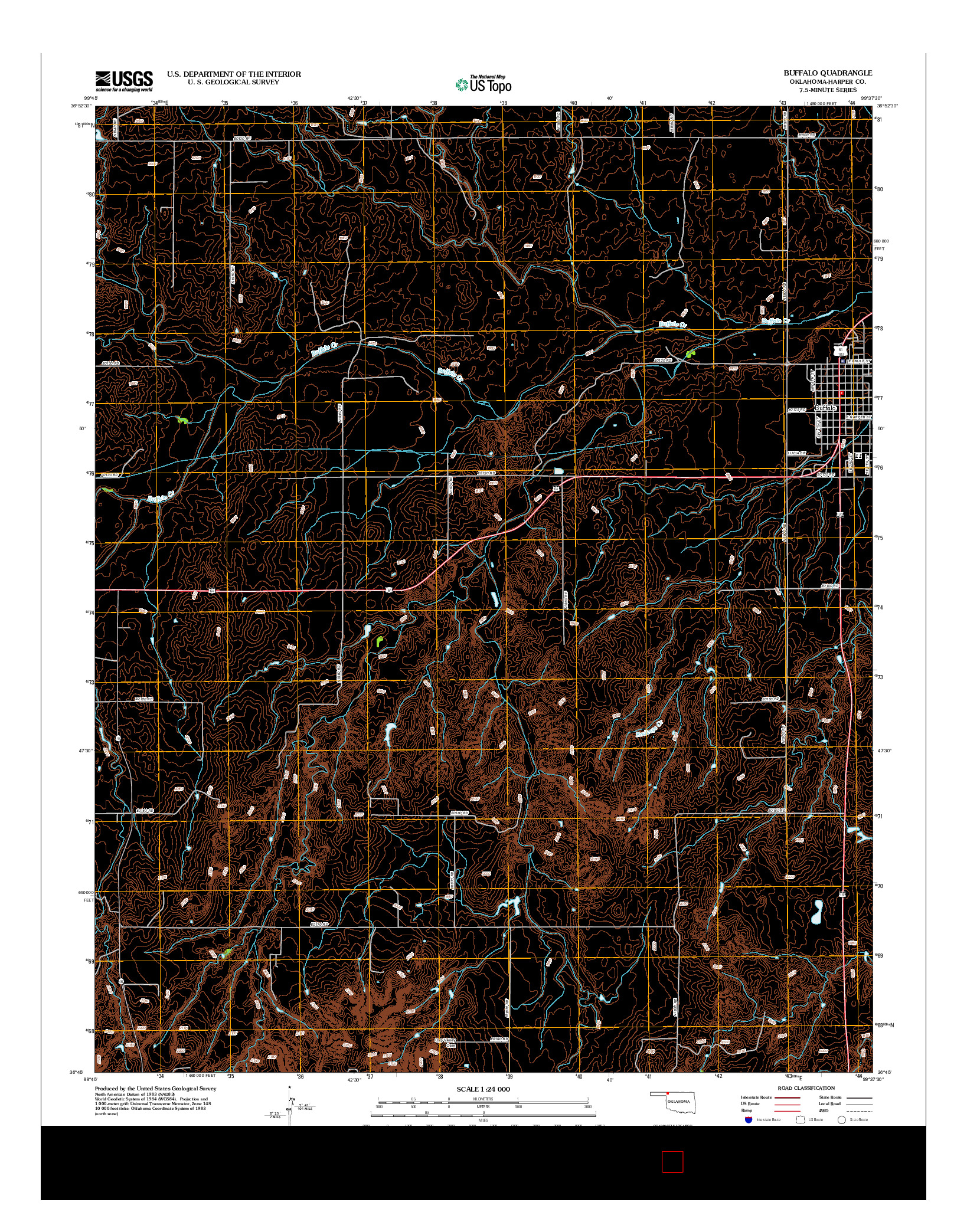 USGS US TOPO 7.5-MINUTE MAP FOR BUFFALO, OK 2012
