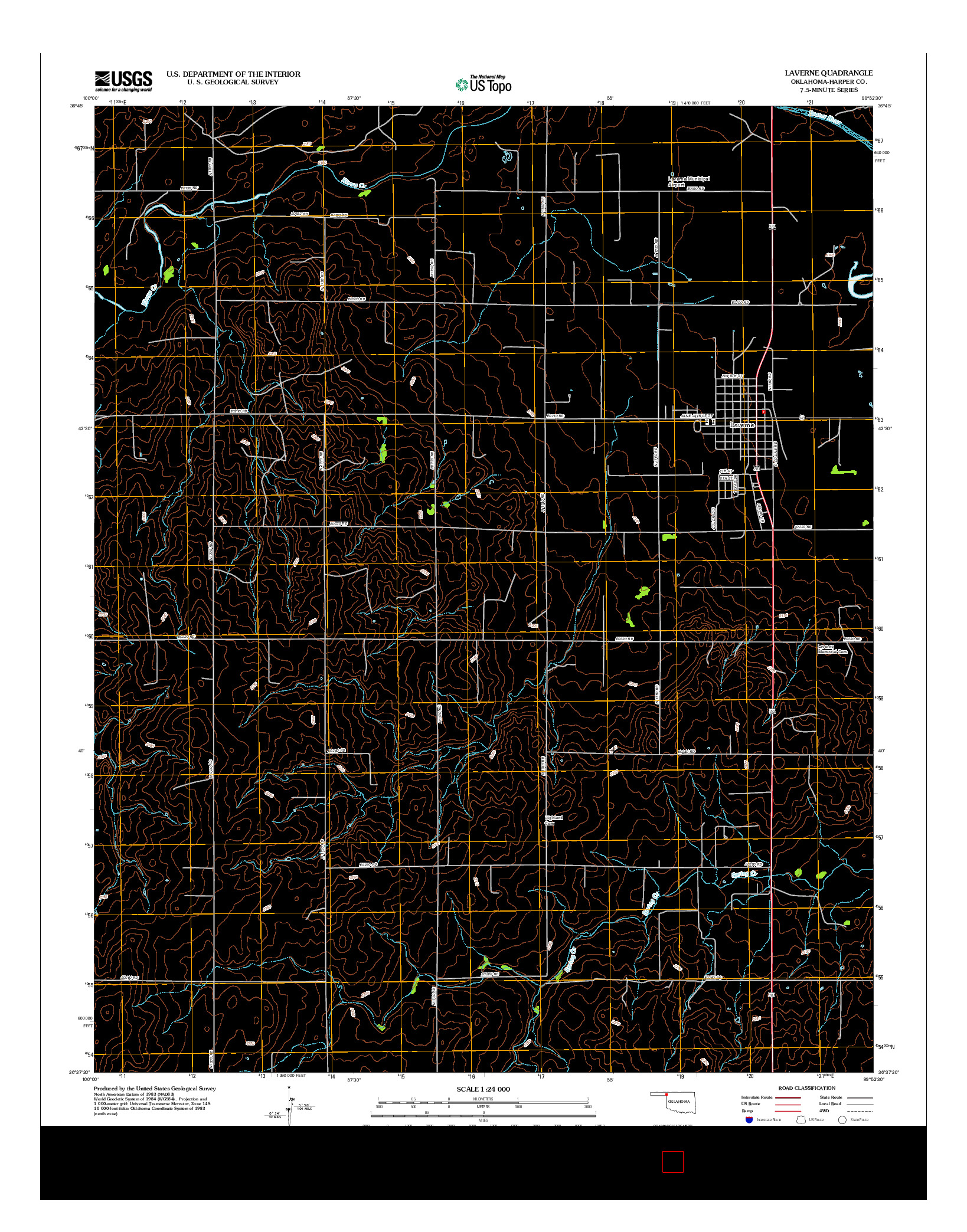 USGS US TOPO 7.5-MINUTE MAP FOR LAVERNE, OK 2012