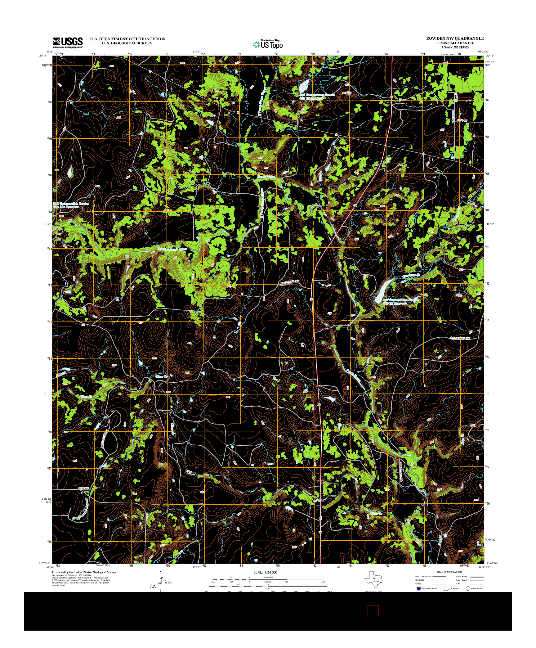 USGS US TOPO 7.5-MINUTE MAP FOR ROWDEN NW, TX 2012