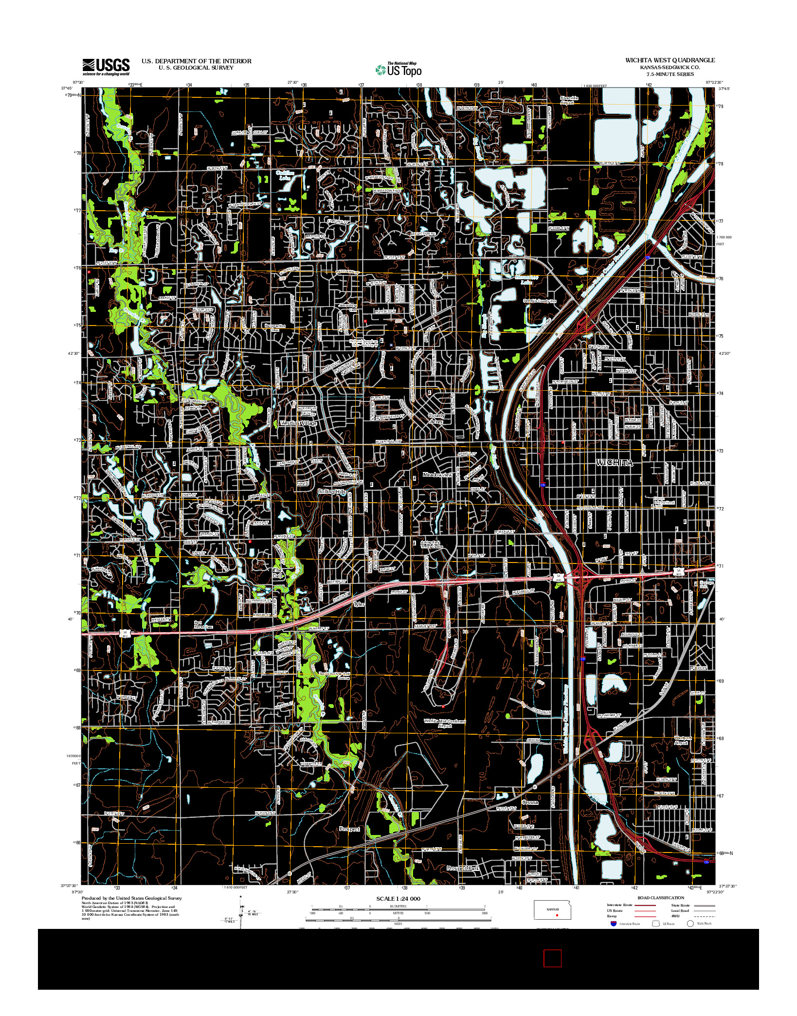 USGS US TOPO 7.5-MINUTE MAP FOR WICHITA WEST, KS 2012