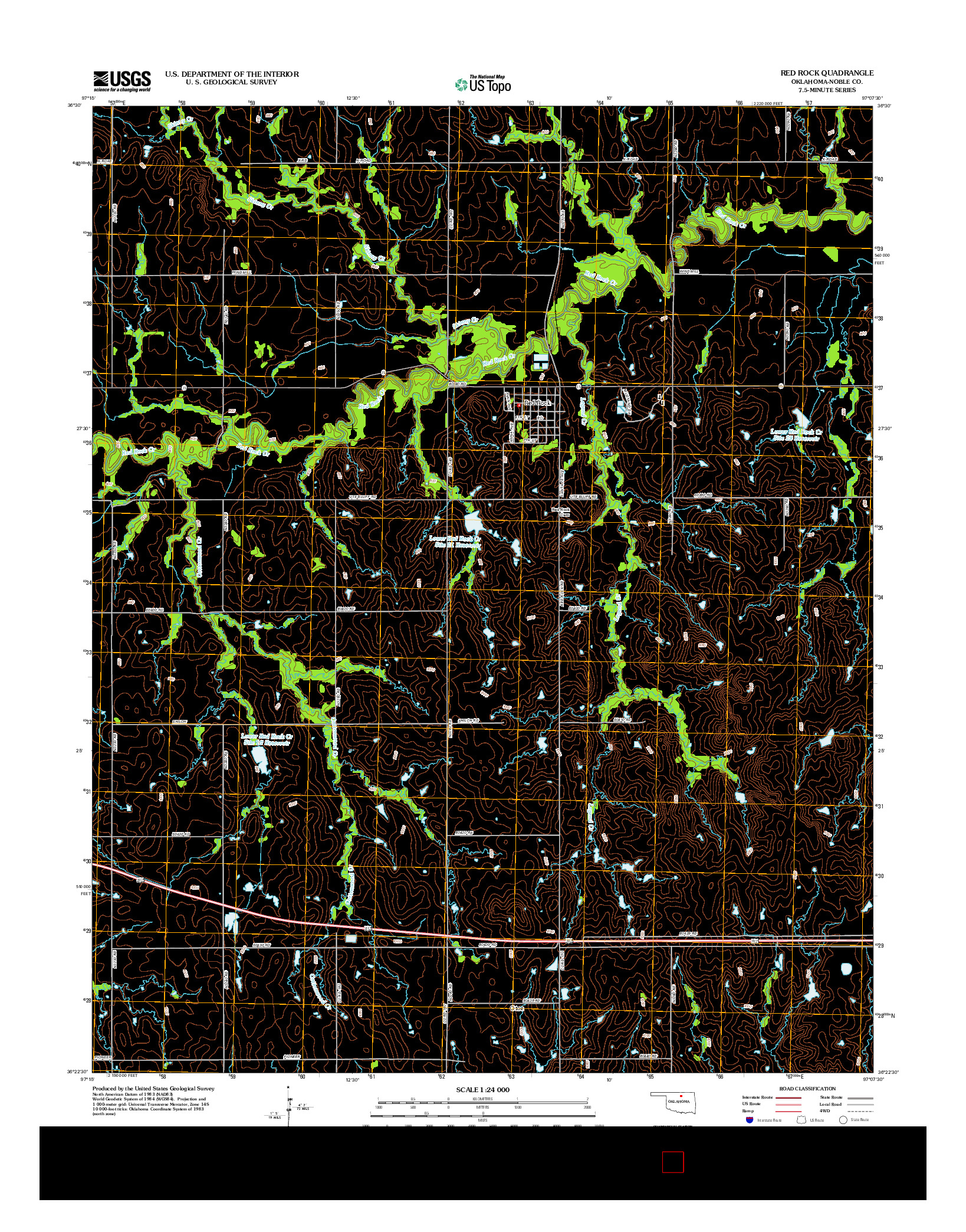 USGS US TOPO 7.5-MINUTE MAP FOR RED ROCK, OK 2012