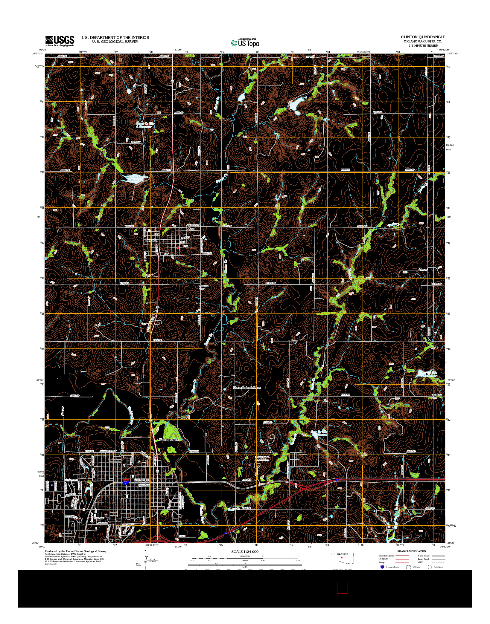 USGS US TOPO 7.5-MINUTE MAP FOR CLINTON, OK 2012