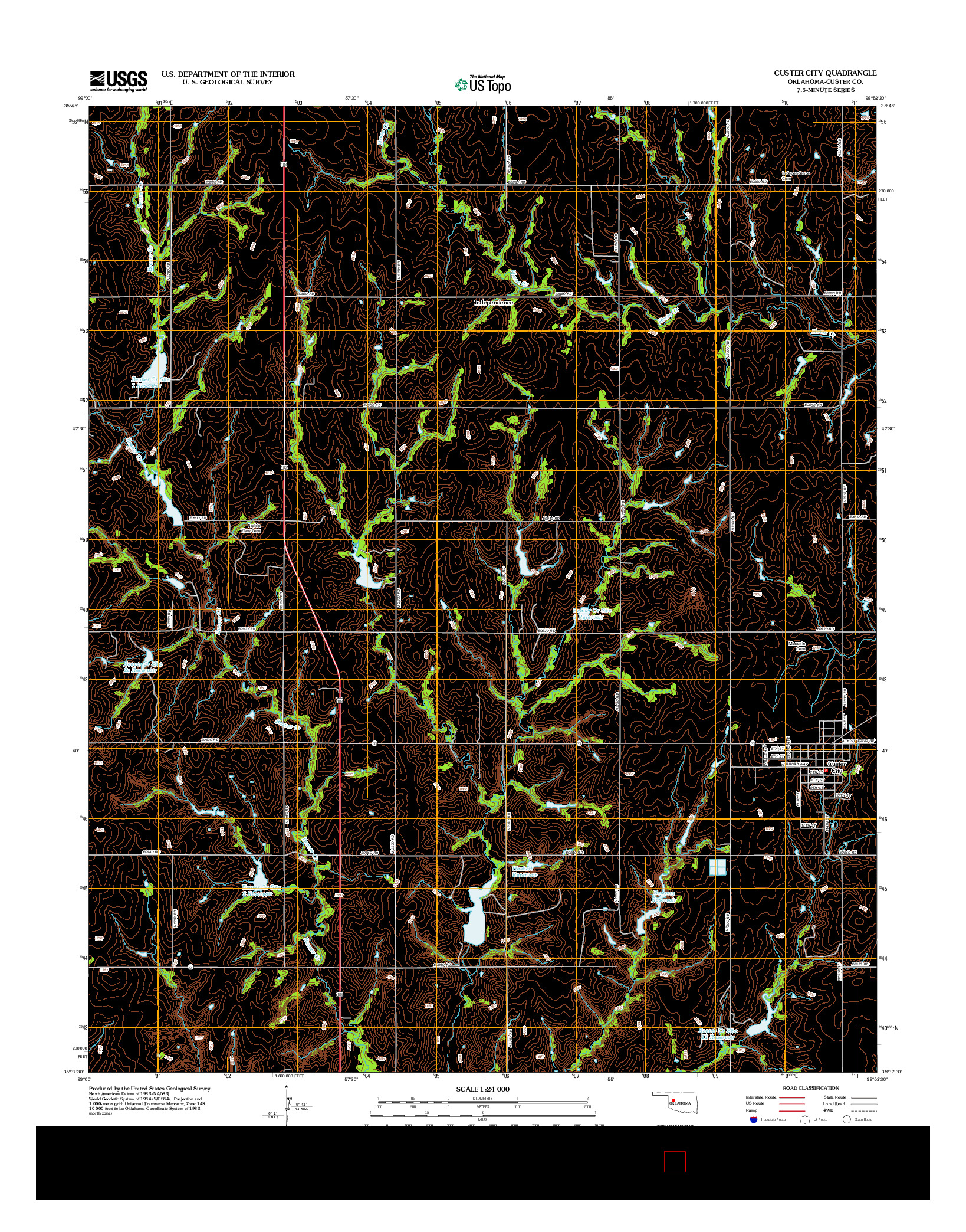 USGS US TOPO 7.5-MINUTE MAP FOR CUSTER CITY, OK 2012