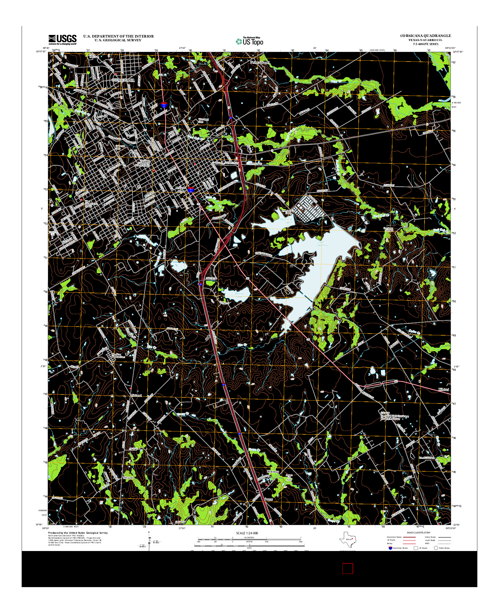 USGS US TOPO 7.5-MINUTE MAP FOR CORSICANA, TX 2012