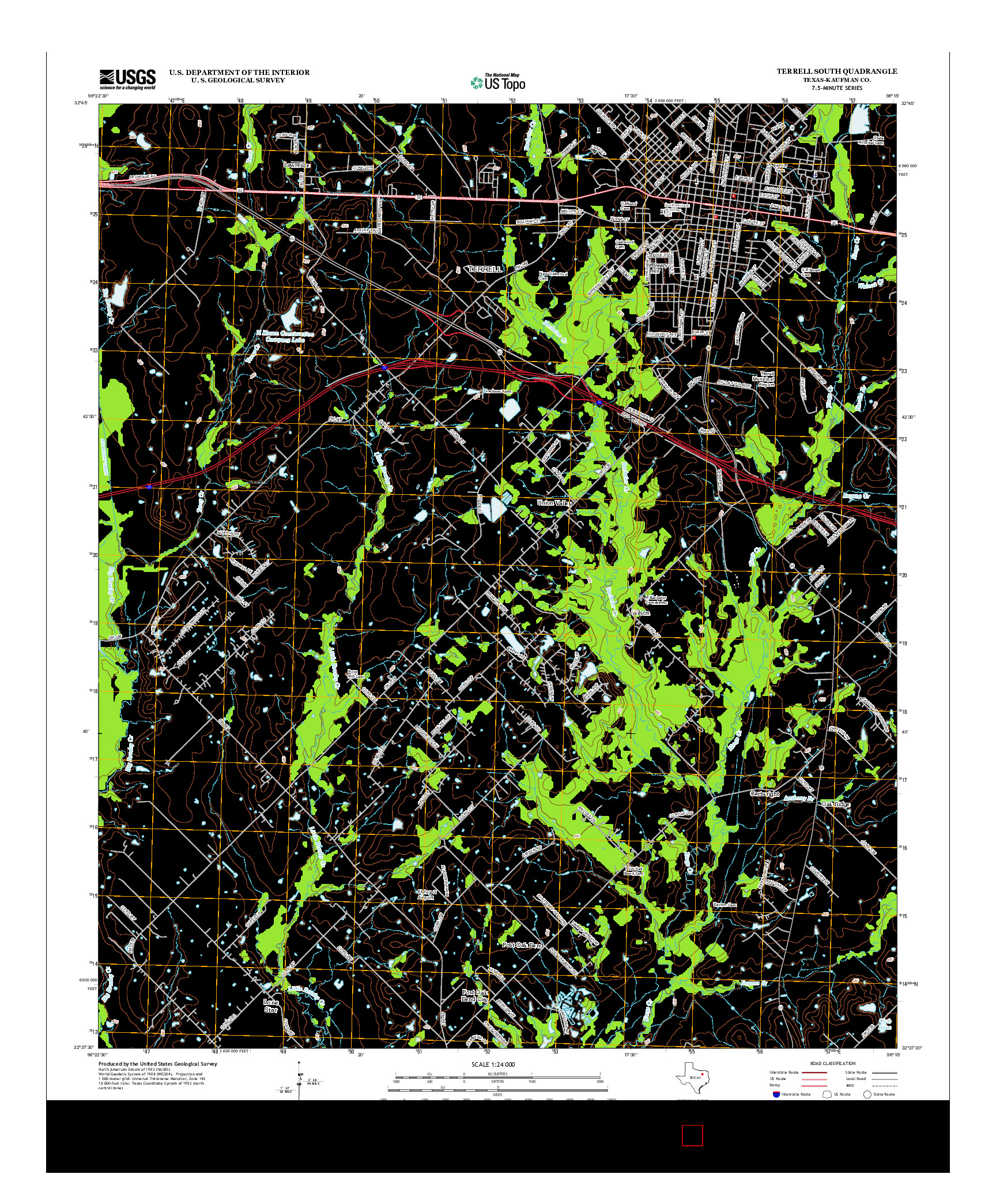 USGS US TOPO 7.5-MINUTE MAP FOR TERRELL SOUTH, TX 2012