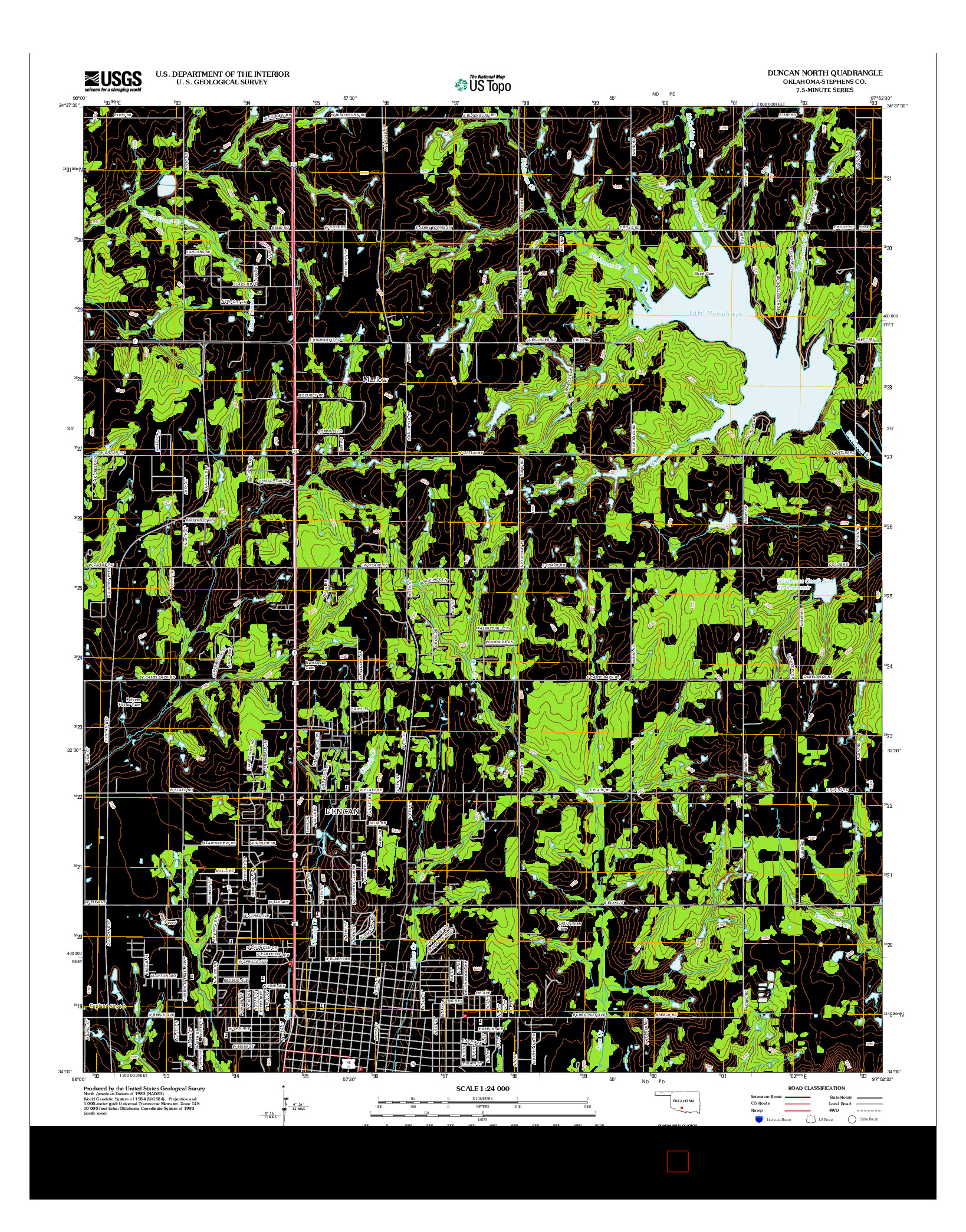 USGS US TOPO 7.5-MINUTE MAP FOR DUNCAN NORTH, OK 2012