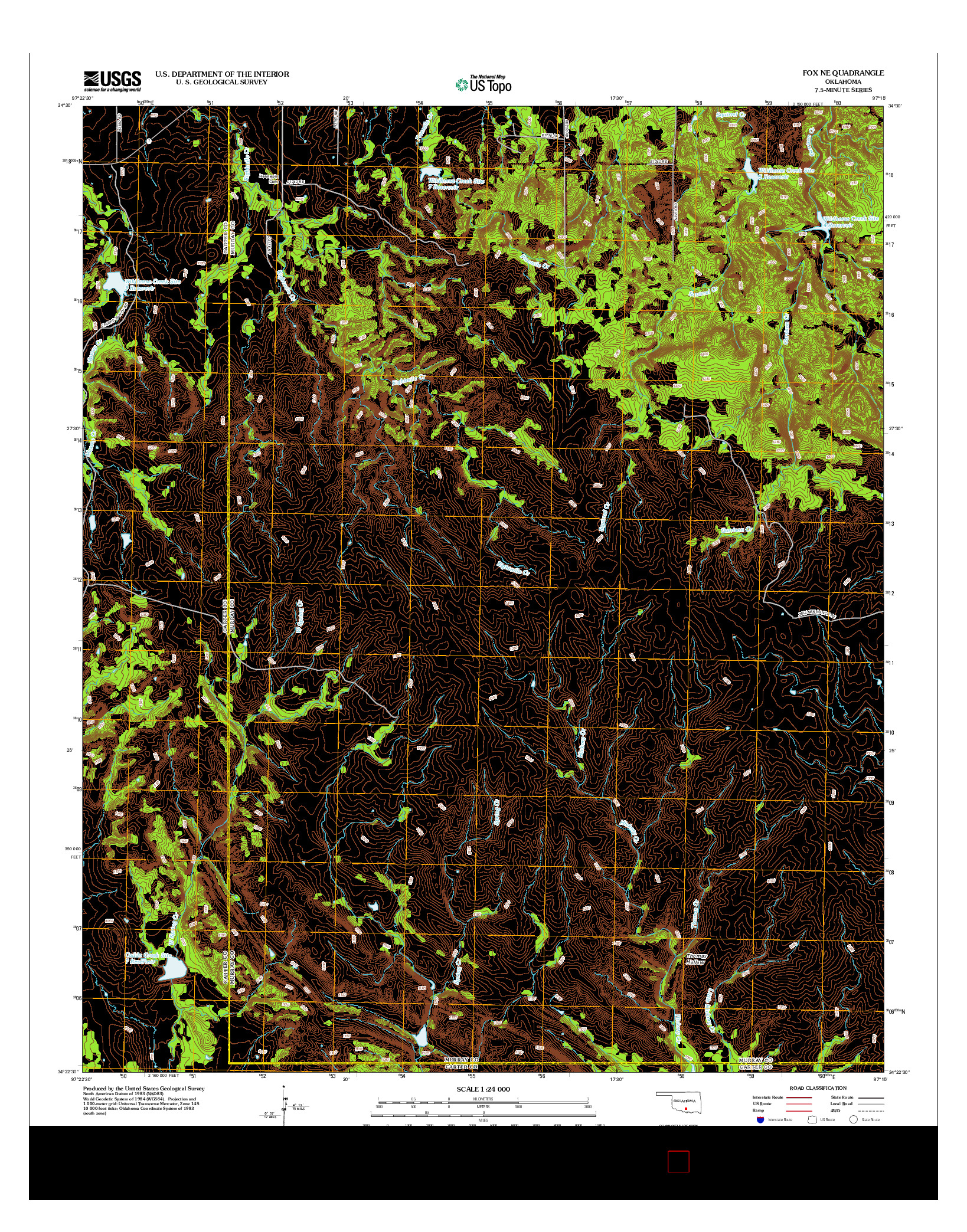 USGS US TOPO 7.5-MINUTE MAP FOR FOX NE, OK 2012