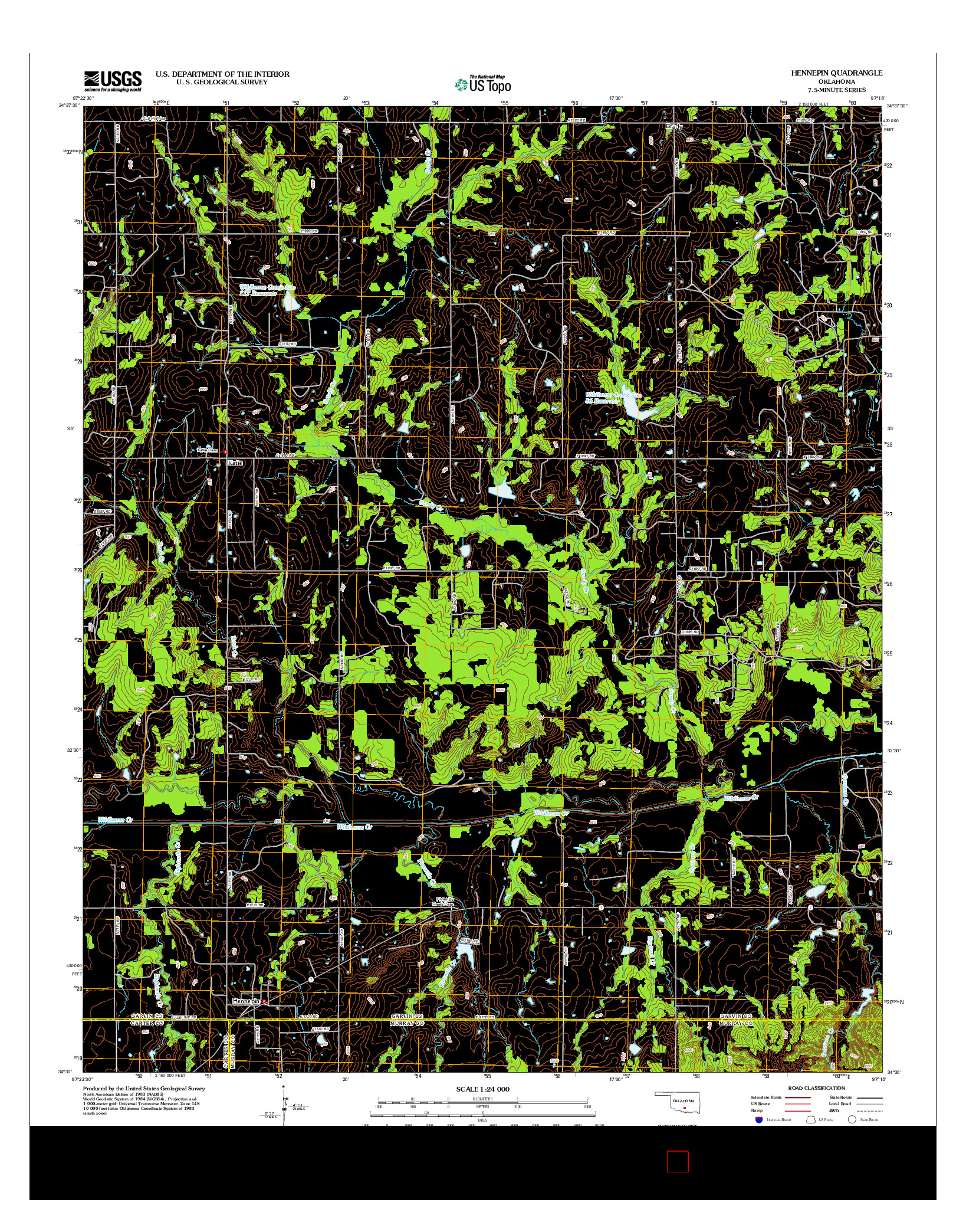 USGS US TOPO 7.5-MINUTE MAP FOR HENNEPIN, OK 2012