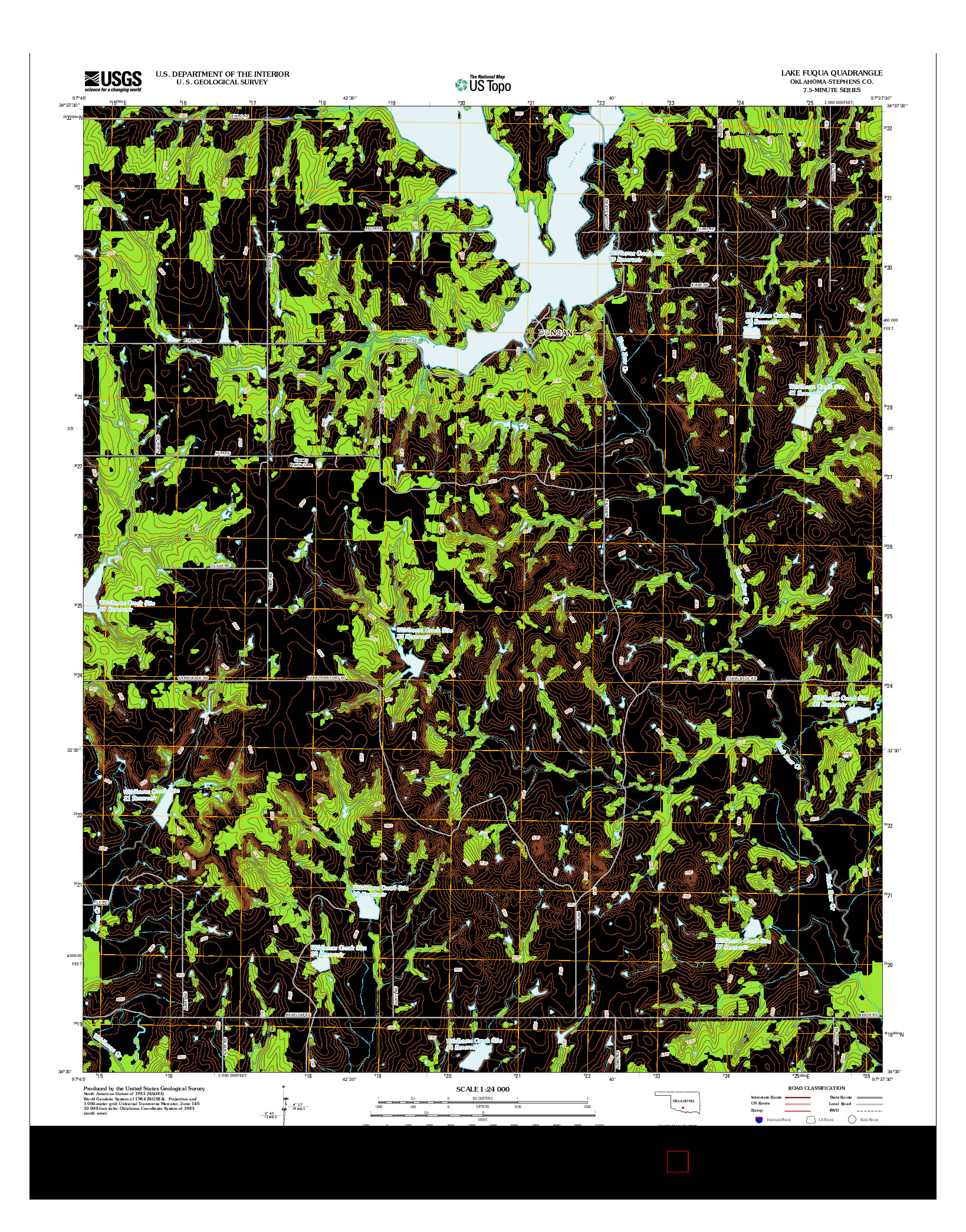 USGS US TOPO 7.5-MINUTE MAP FOR LAKE FUQUA, OK 2012