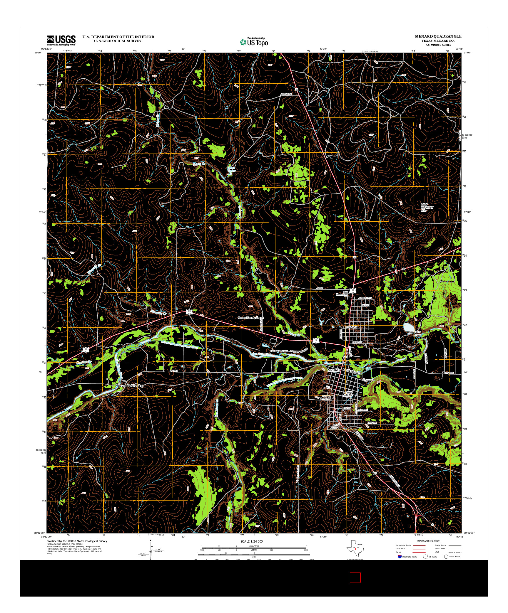 USGS US TOPO 7.5-MINUTE MAP FOR MENARD, TX 2012