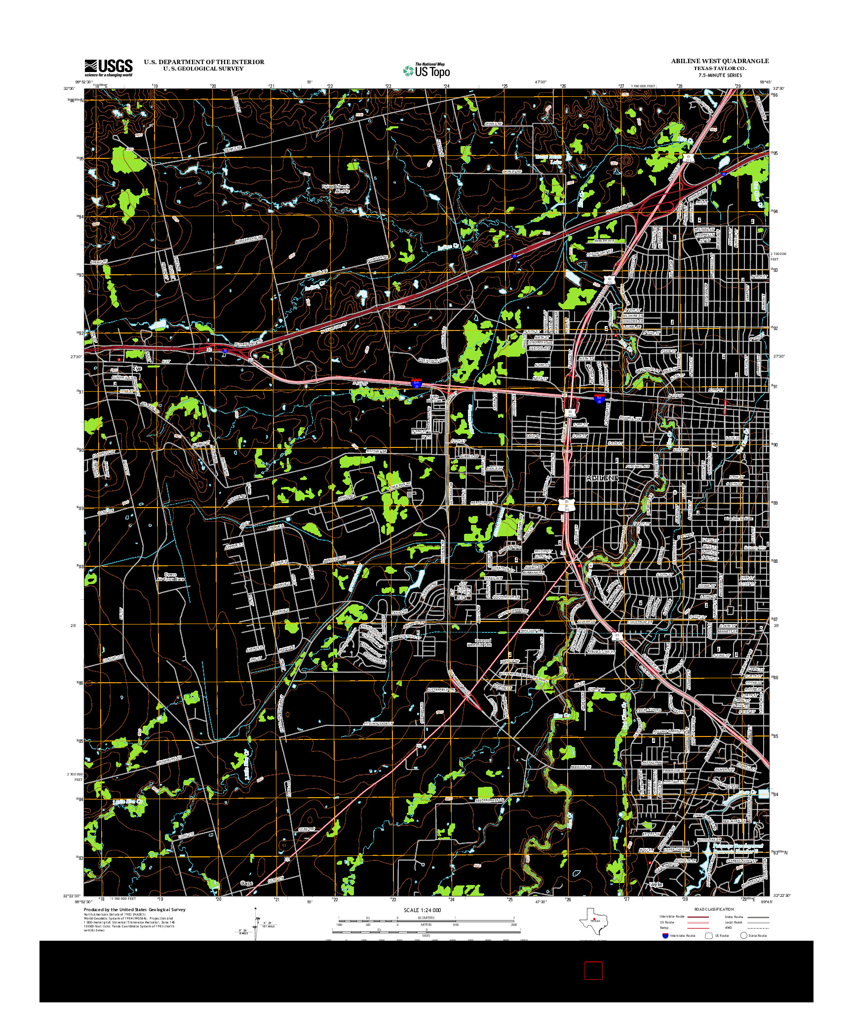 USGS US TOPO 7.5-MINUTE MAP FOR ABILENE WEST, TX 2012