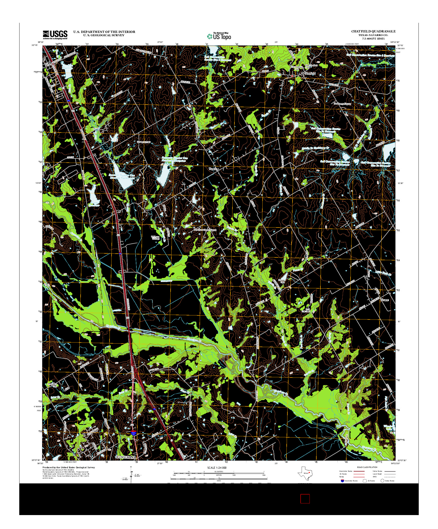 USGS US TOPO 7.5-MINUTE MAP FOR CHATFIELD, TX 2012