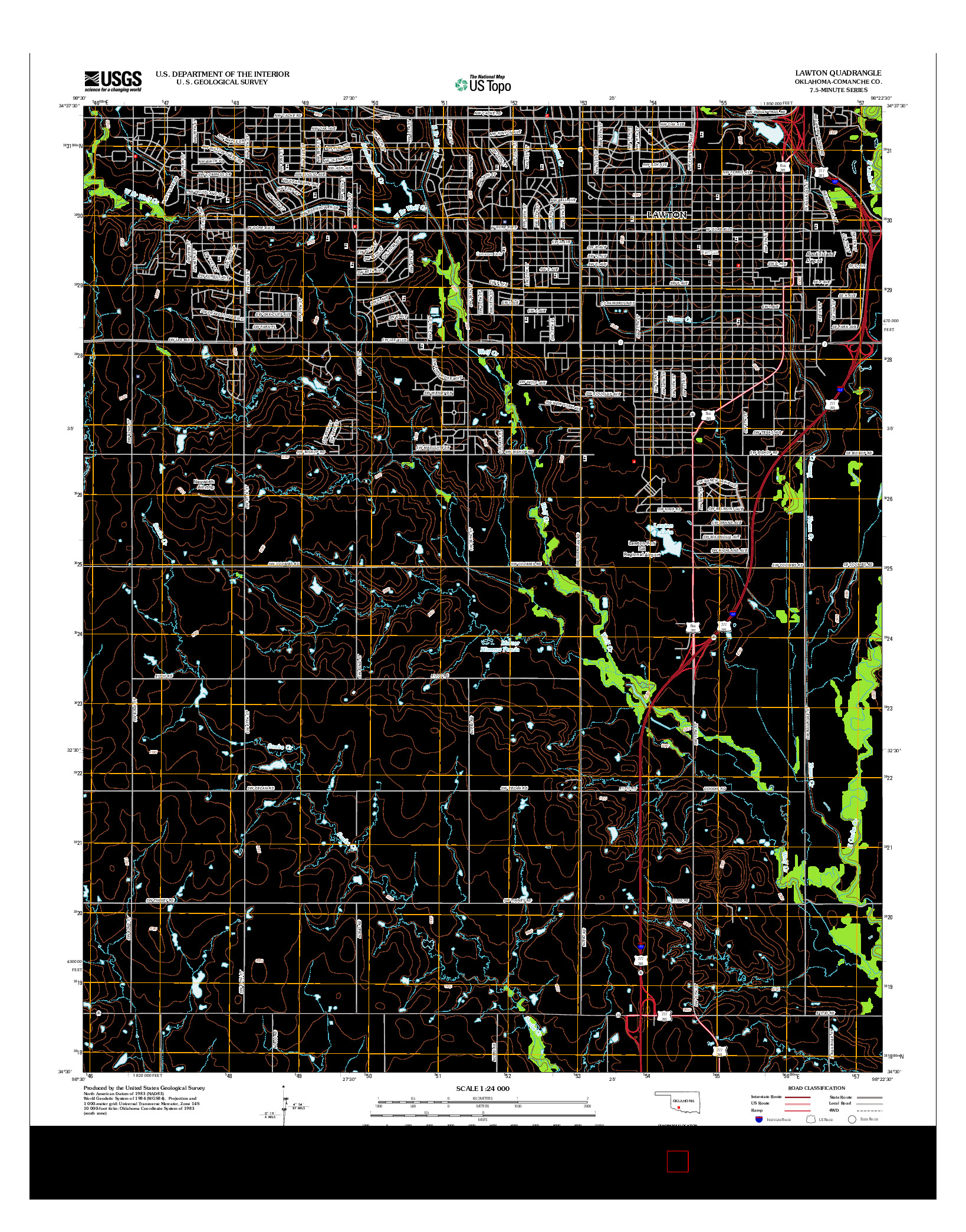 USGS US TOPO 7.5-MINUTE MAP FOR LAWTON, OK 2012