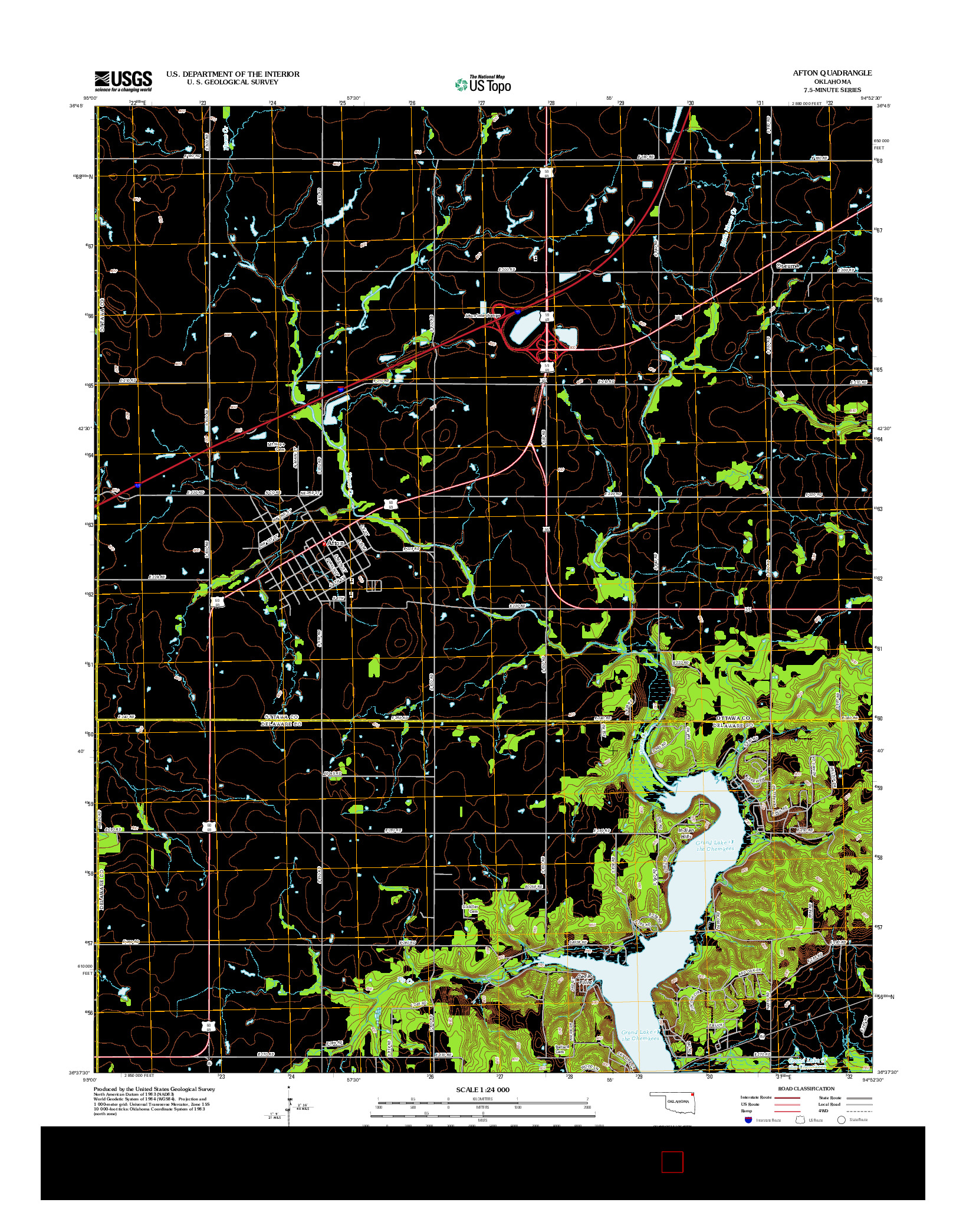 USGS US TOPO 7.5-MINUTE MAP FOR AFTON, OK 2012