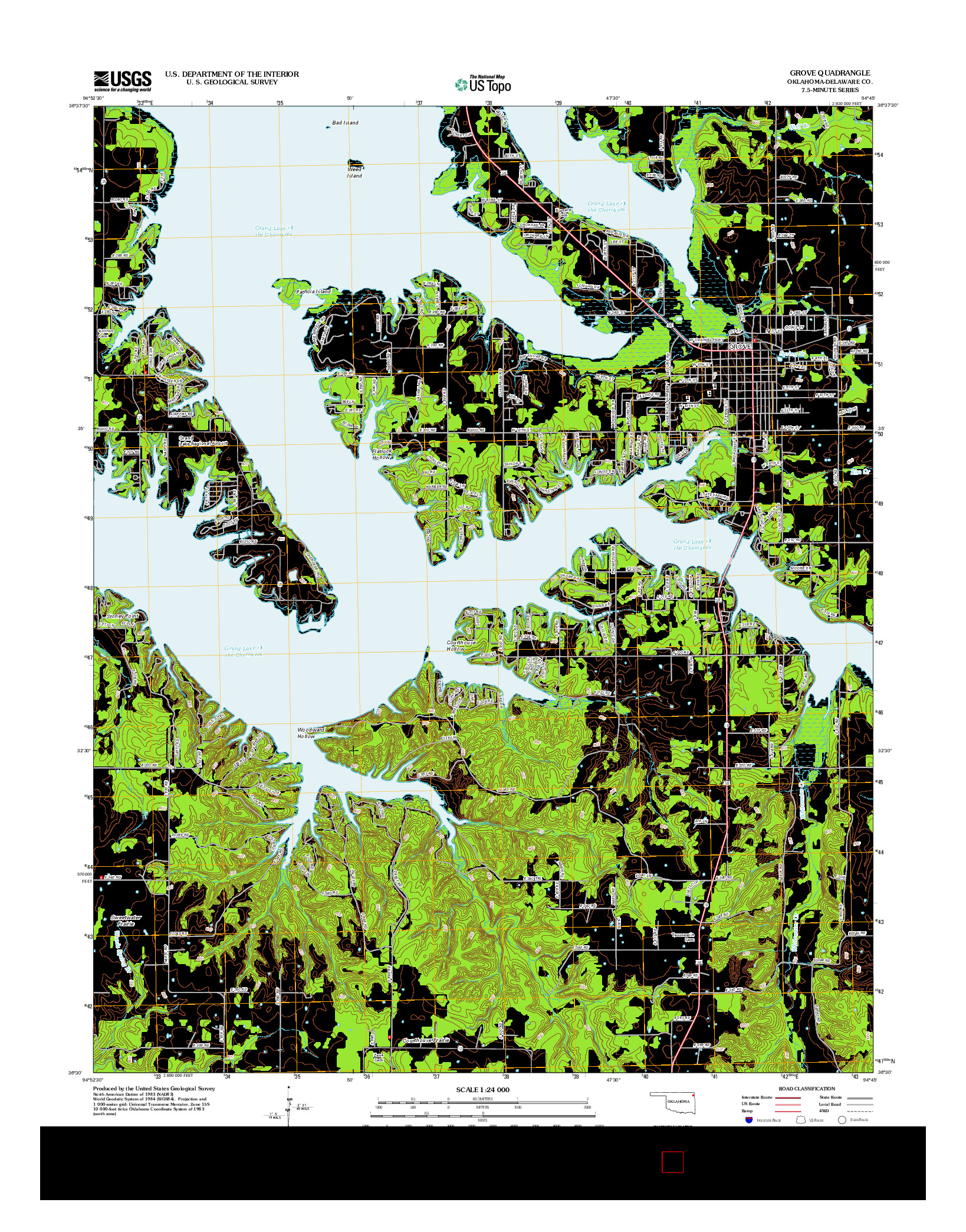 USGS US TOPO 7.5-MINUTE MAP FOR GROVE, OK 2012