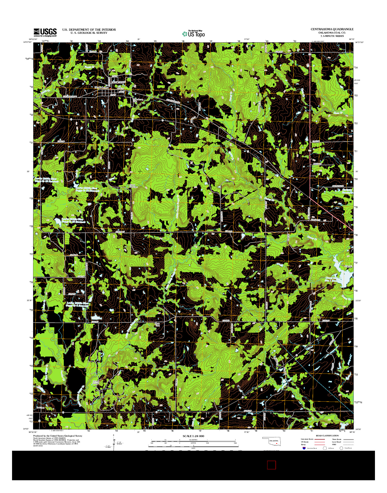 USGS US TOPO 7.5-MINUTE MAP FOR CENTRAHOMA, OK 2012