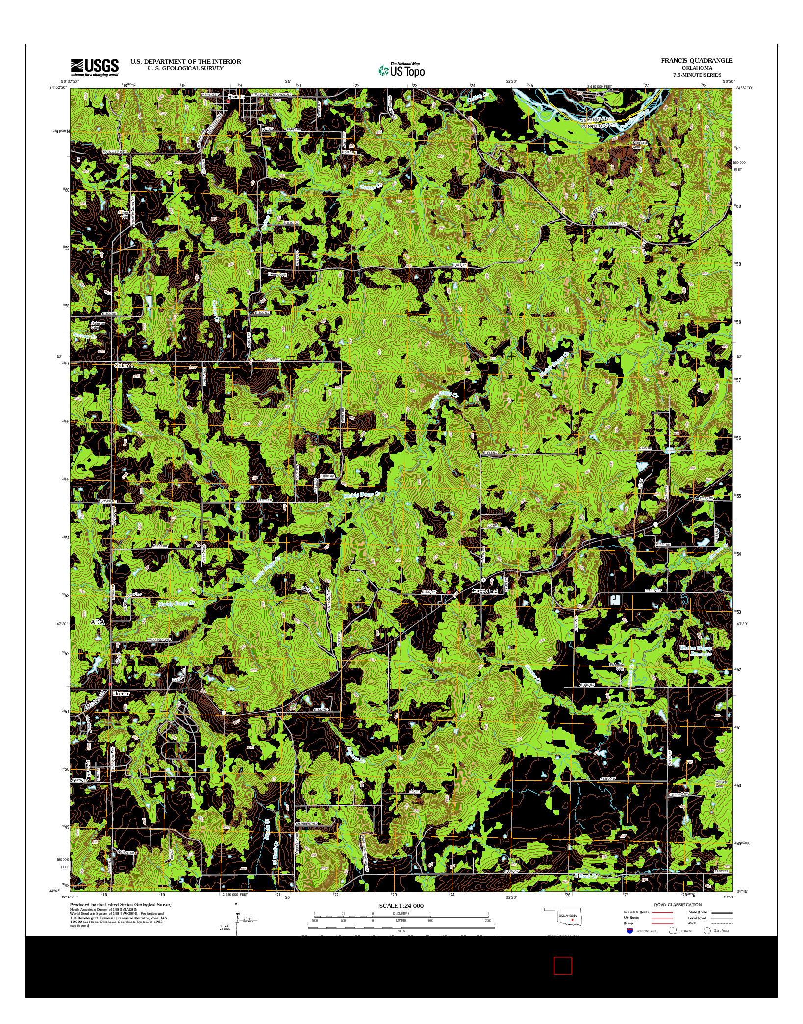 USGS US TOPO 7.5-MINUTE MAP FOR FRANCIS, OK 2012