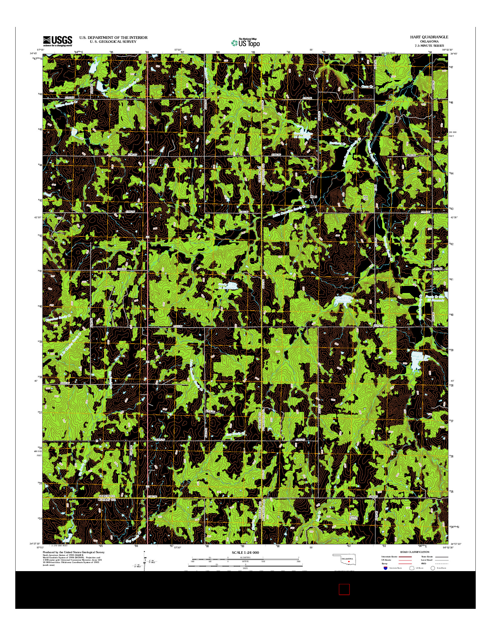 USGS US TOPO 7.5-MINUTE MAP FOR HART, OK 2012