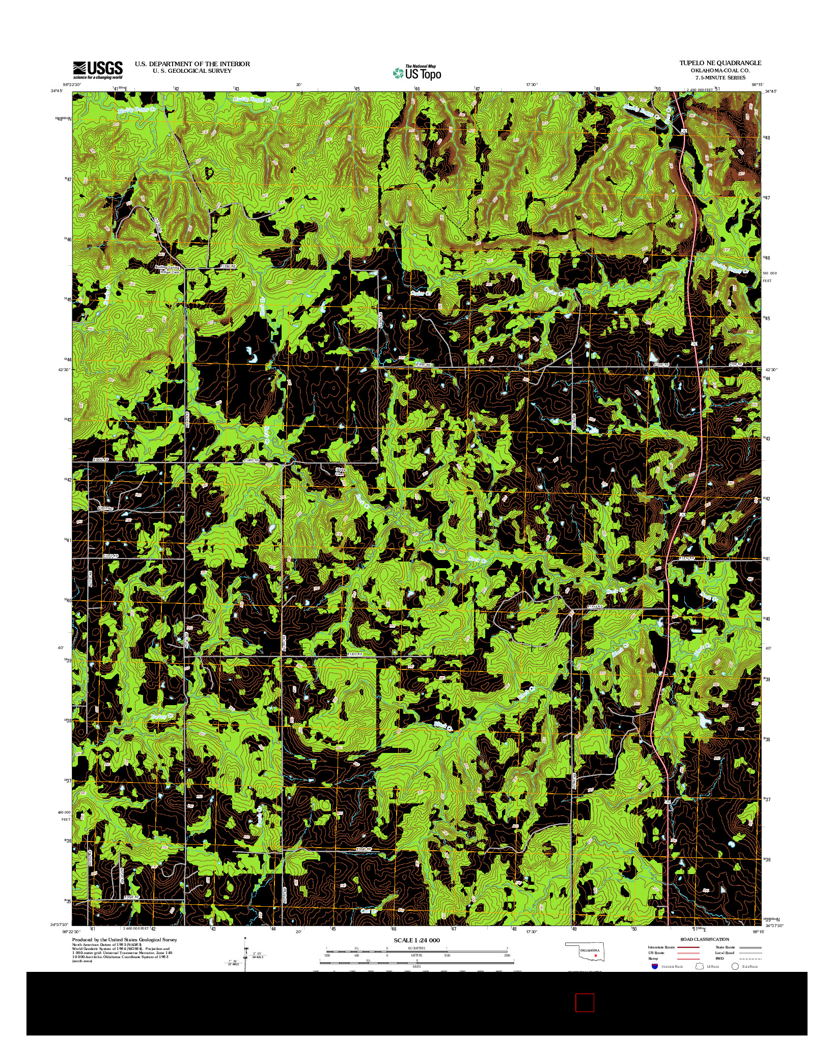 USGS US TOPO 7.5-MINUTE MAP FOR TUPELO NE, OK 2012