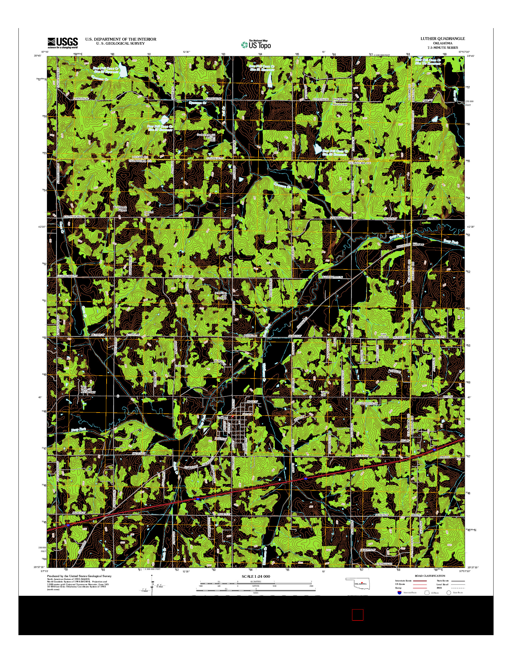 USGS US TOPO 7.5-MINUTE MAP FOR LUTHER, OK 2012