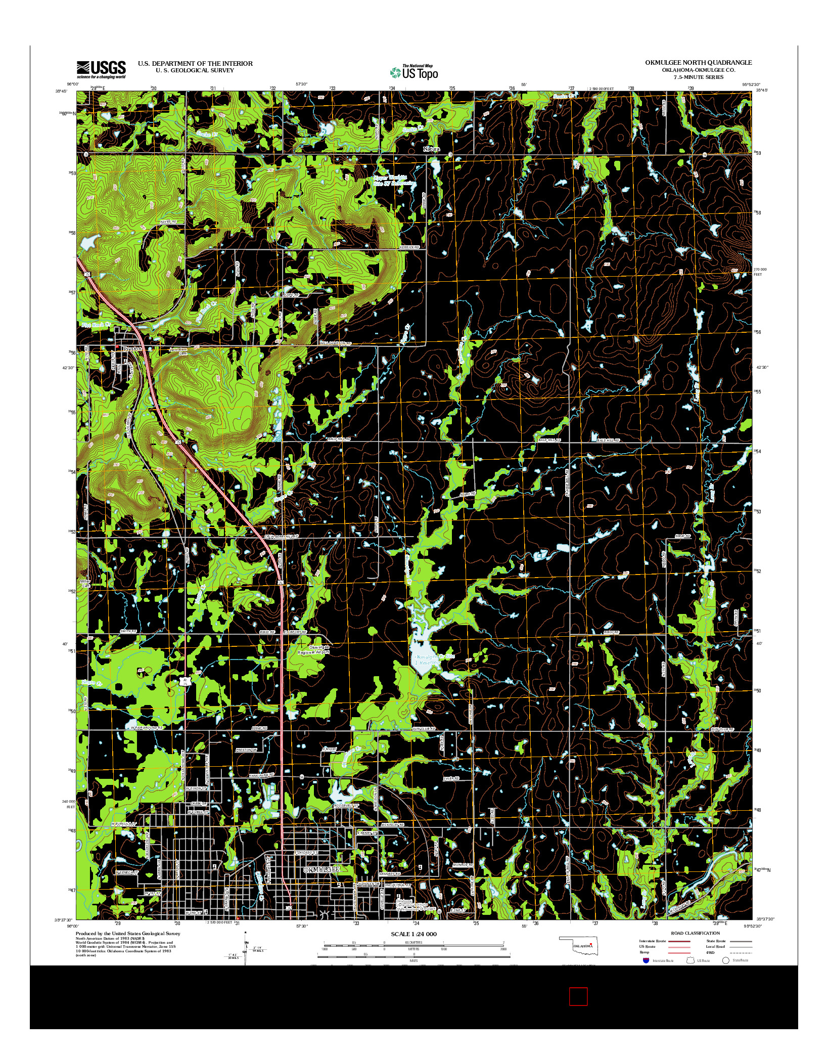 USGS US TOPO 7.5-MINUTE MAP FOR OKMULGEE NORTH, OK 2012