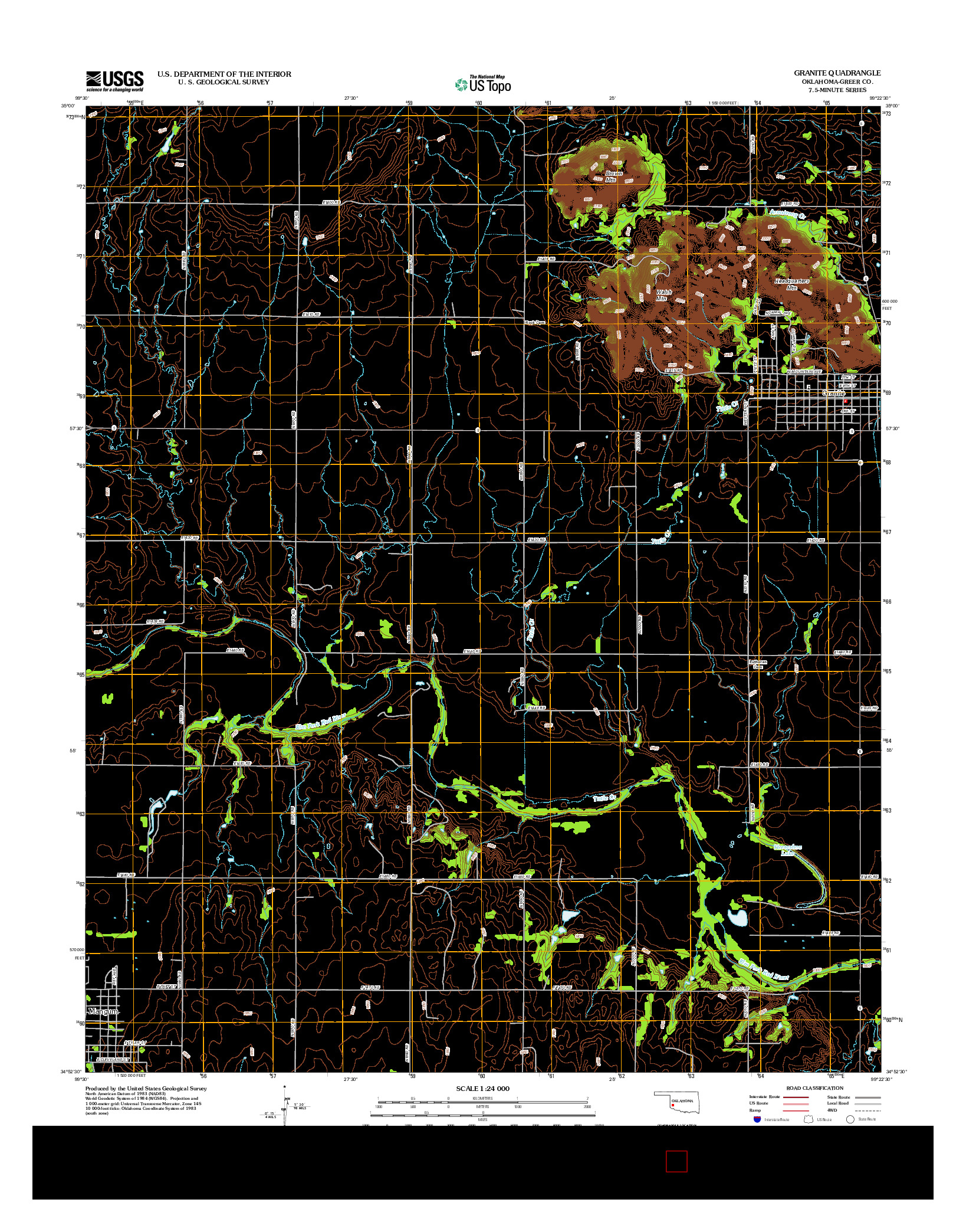 USGS US TOPO 7.5-MINUTE MAP FOR GRANITE, OK 2012