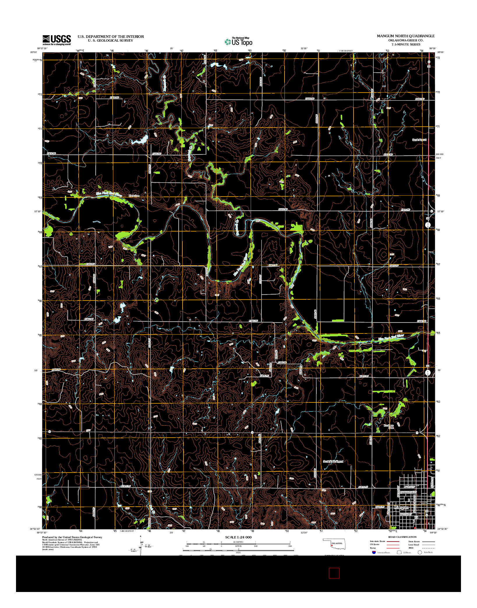 USGS US TOPO 7.5-MINUTE MAP FOR MANGUM NORTH, OK 2012