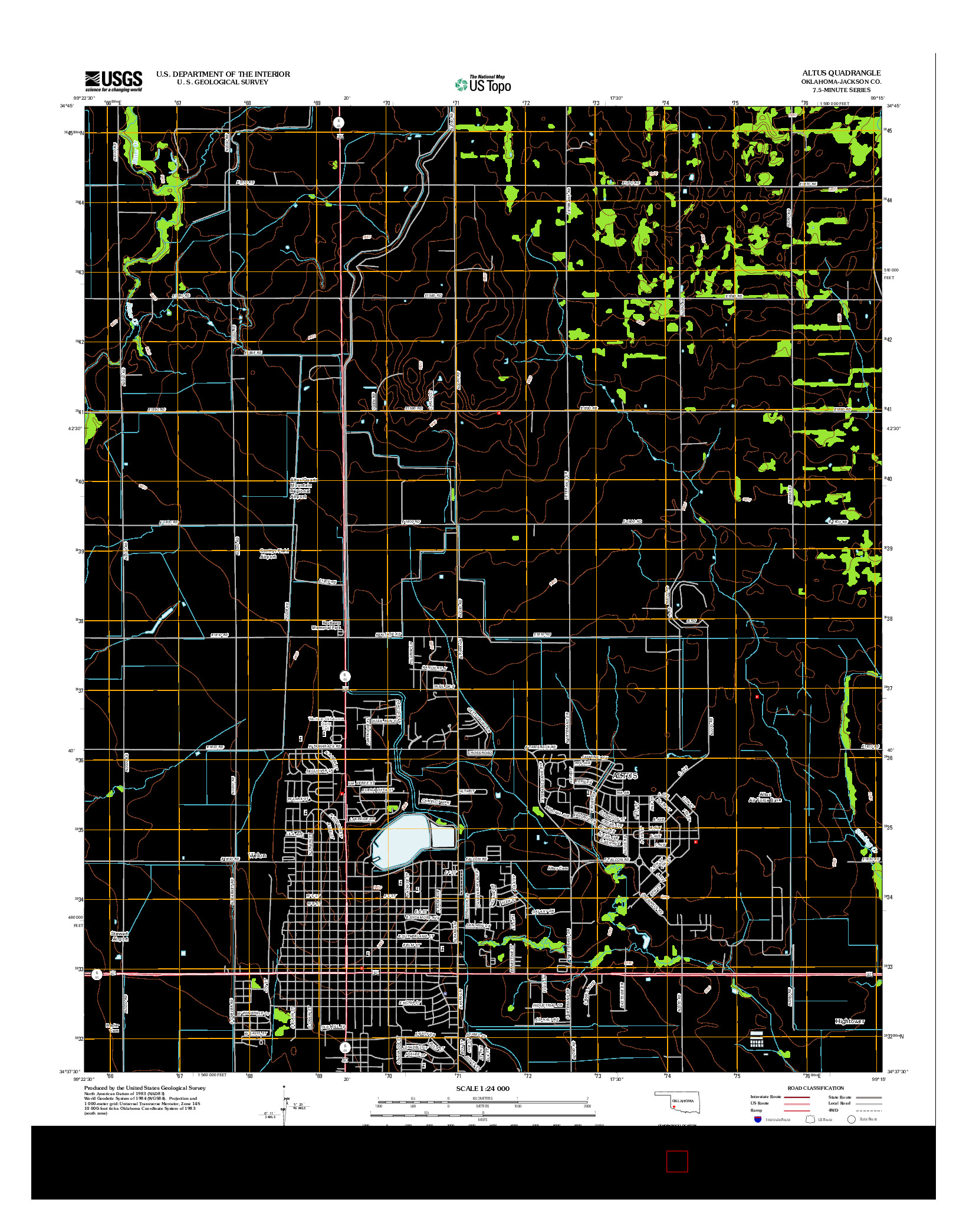 USGS US TOPO 7.5-MINUTE MAP FOR ALTUS, OK 2012