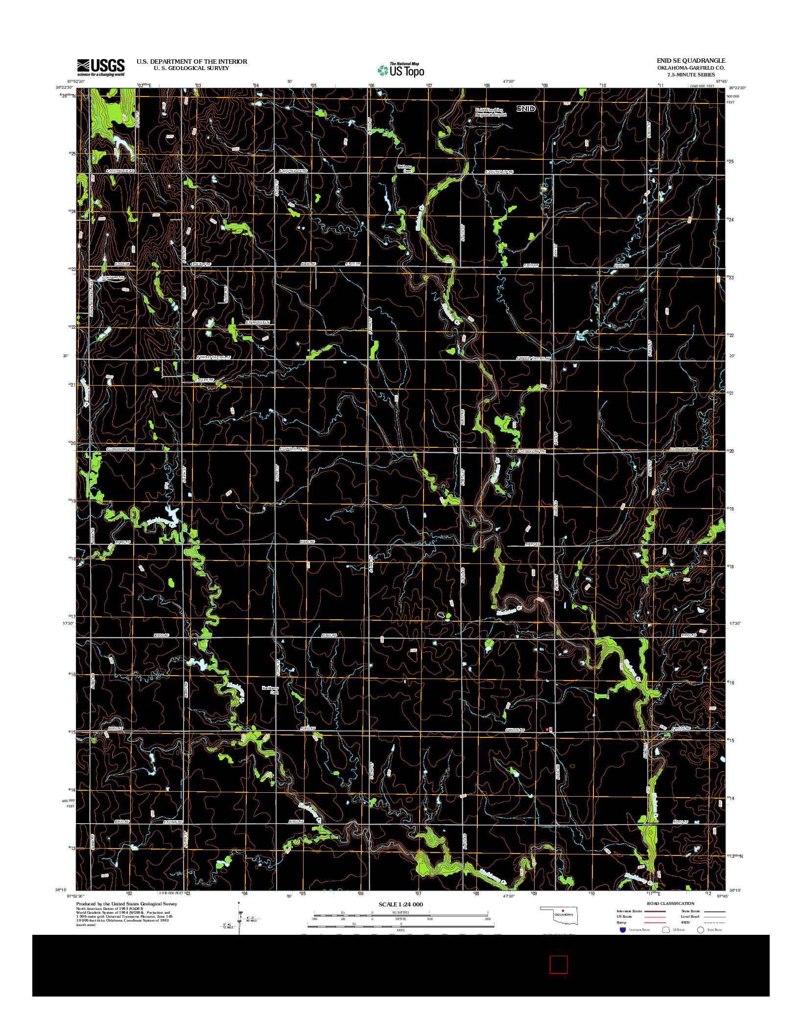 USGS US TOPO 7.5-MINUTE MAP FOR ENID SE, OK 2012