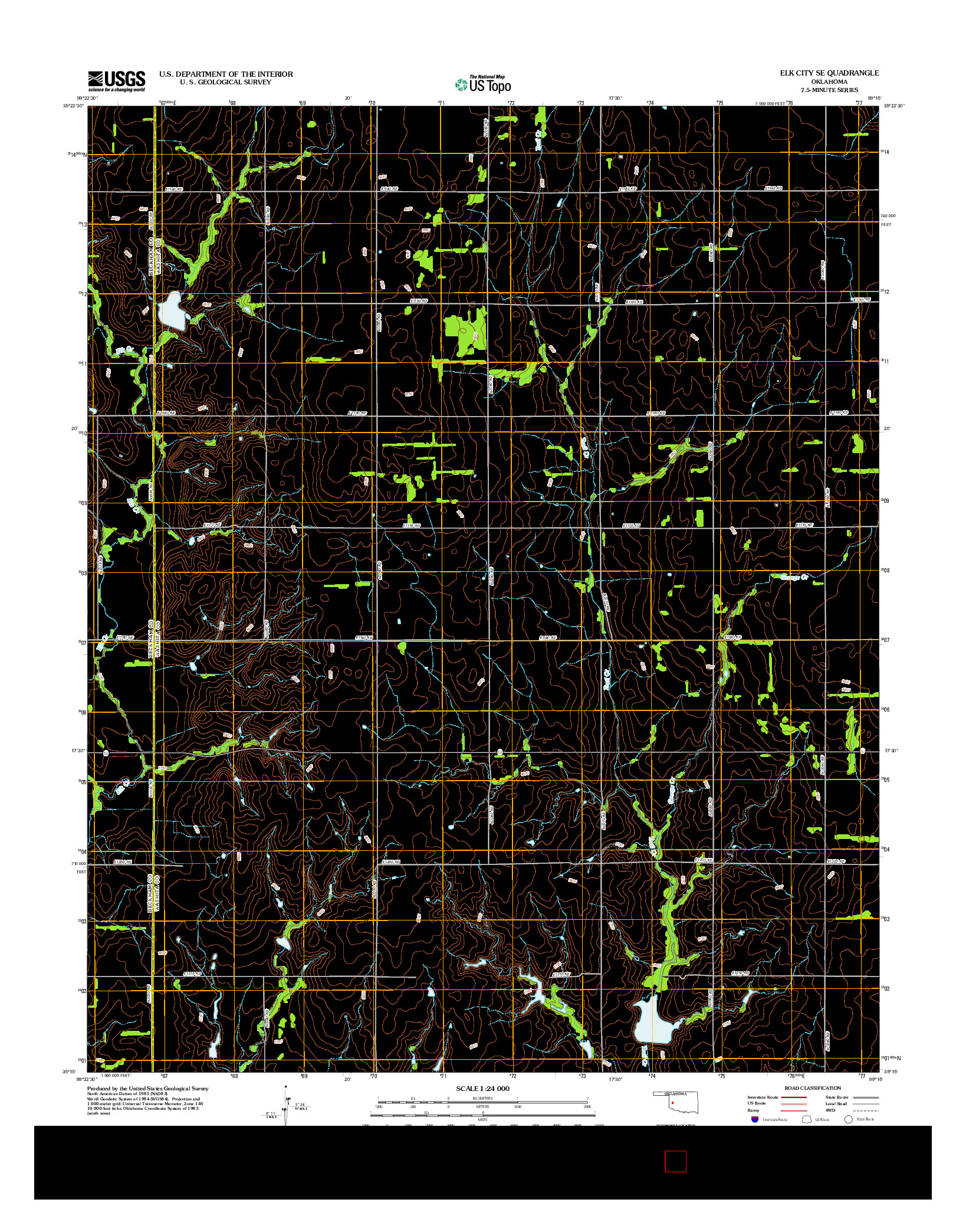 USGS US TOPO 7.5-MINUTE MAP FOR ELK CITY SE, OK 2012