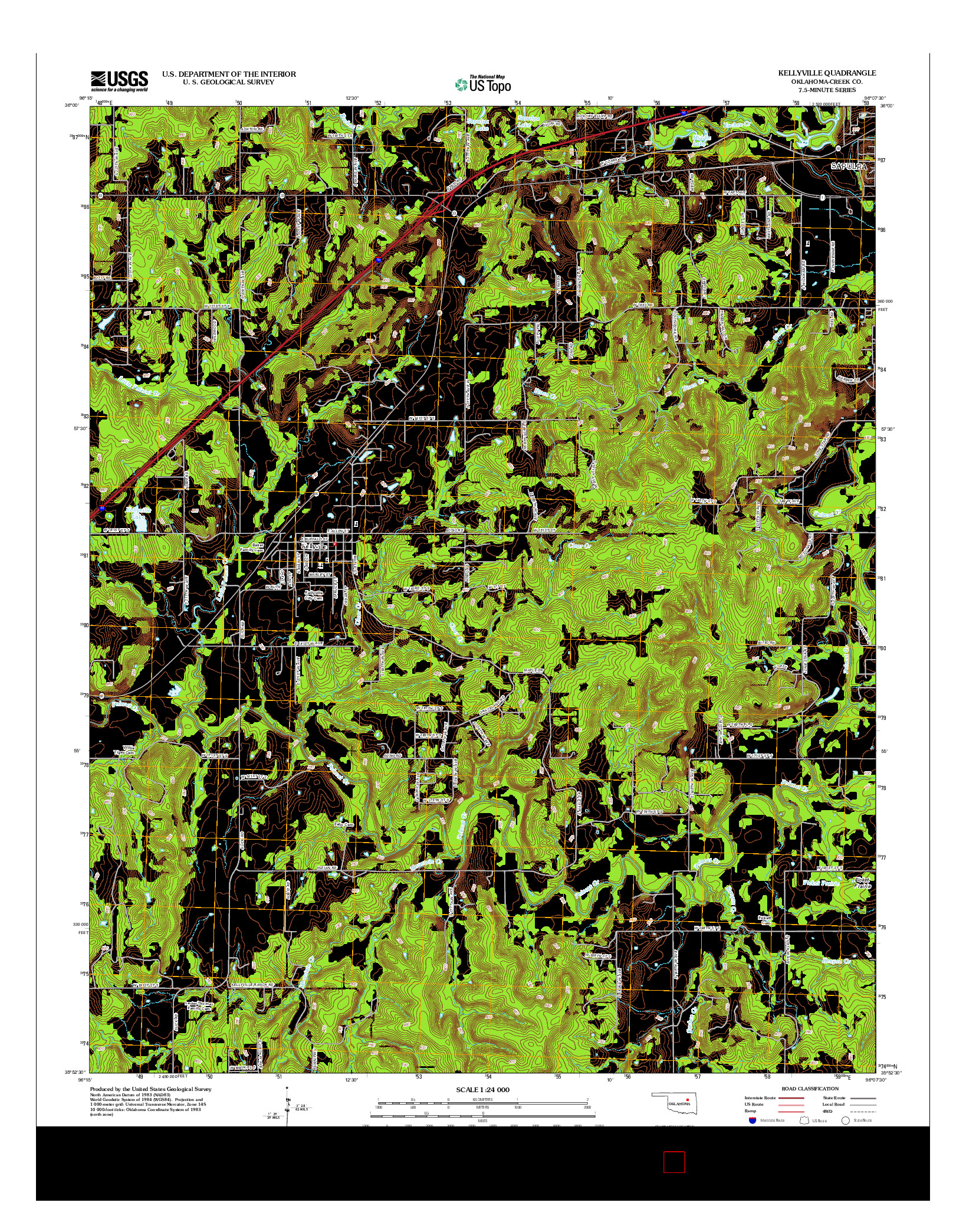 USGS US TOPO 7.5-MINUTE MAP FOR KELLYVILLE, OK 2012