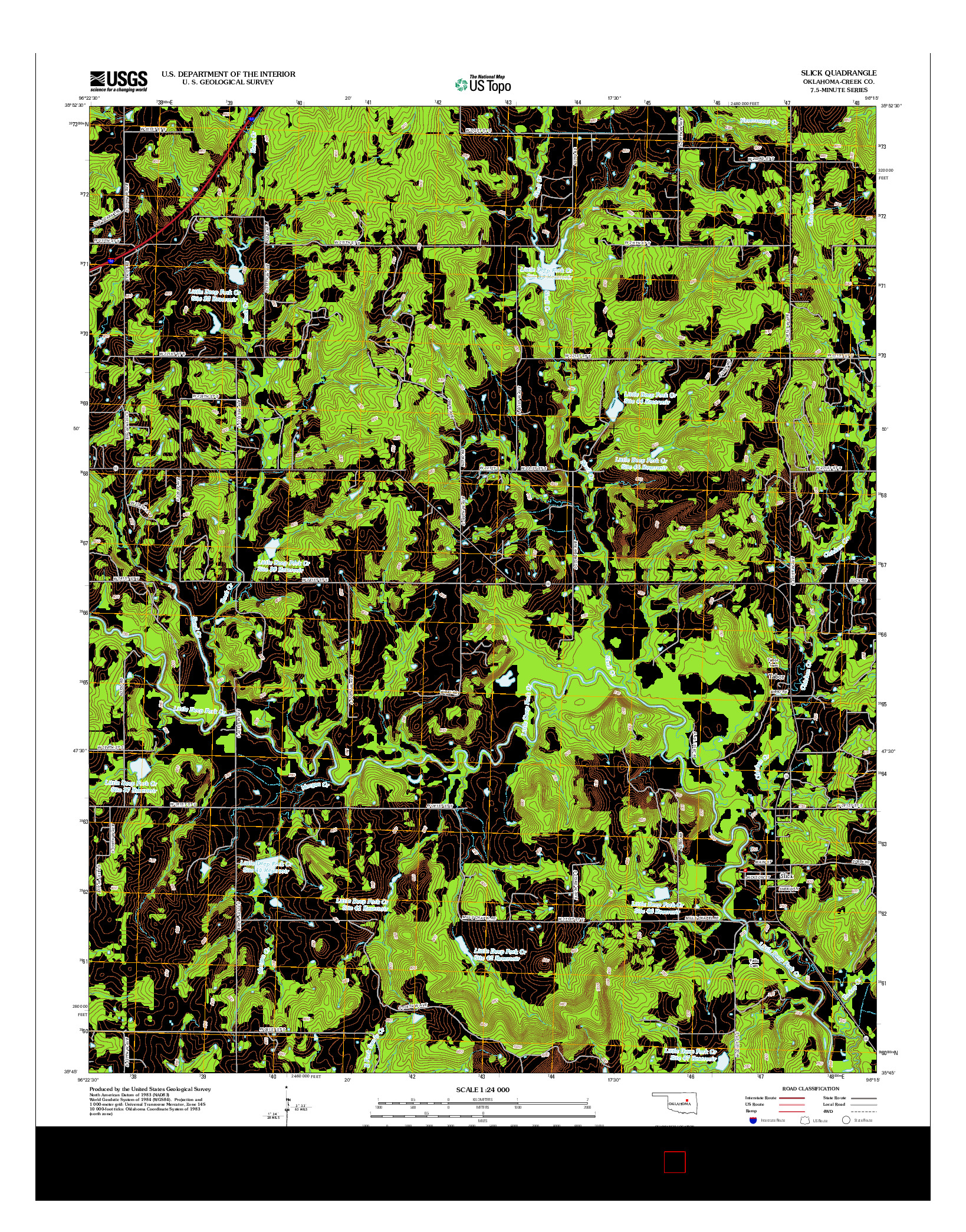 USGS US TOPO 7.5-MINUTE MAP FOR SLICK, OK 2012