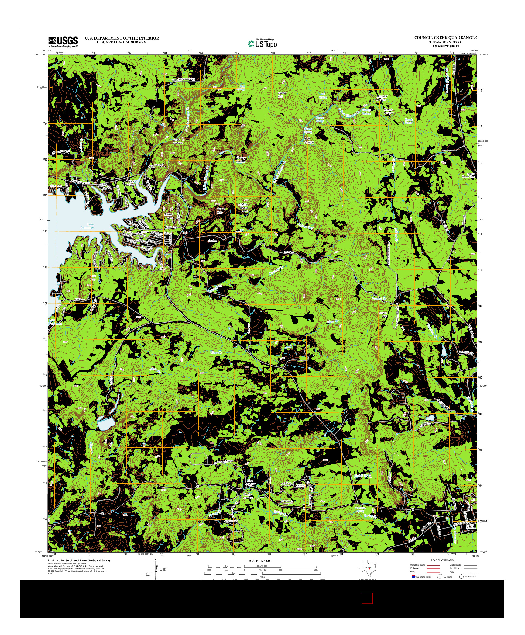 USGS US TOPO 7.5-MINUTE MAP FOR COUNCIL CREEK, TX 2012