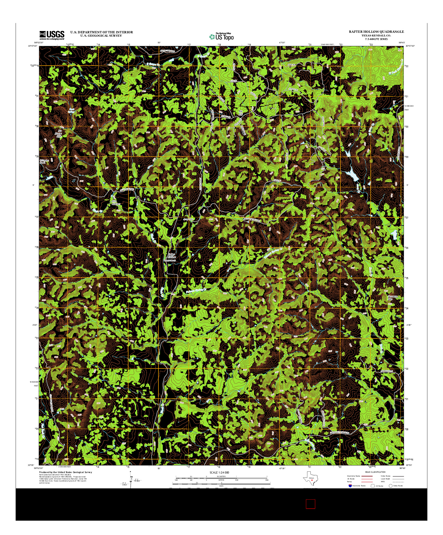 USGS US TOPO 7.5-MINUTE MAP FOR RAFTER HOLLOW, TX 2012