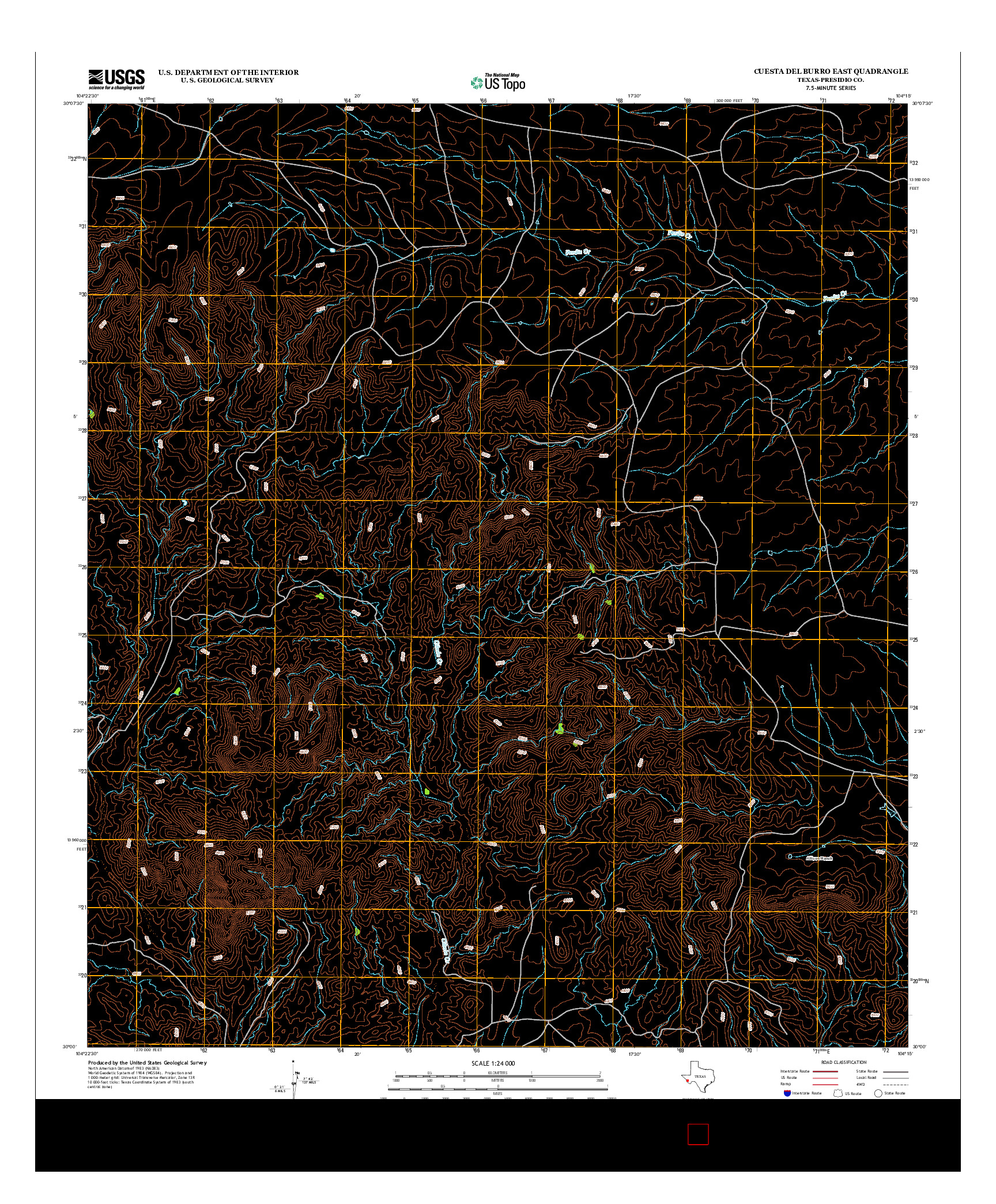 USGS US TOPO 7.5-MINUTE MAP FOR CUESTA DEL BURRO EAST, TX 2012