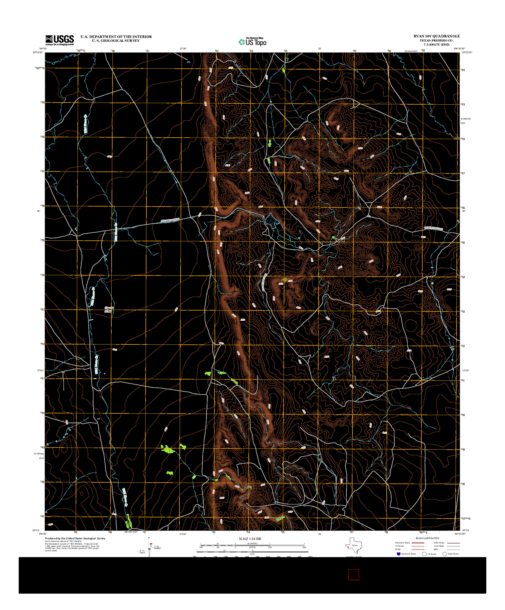 USGS US TOPO 7.5-MINUTE MAP FOR RYAN SW, TX 2012