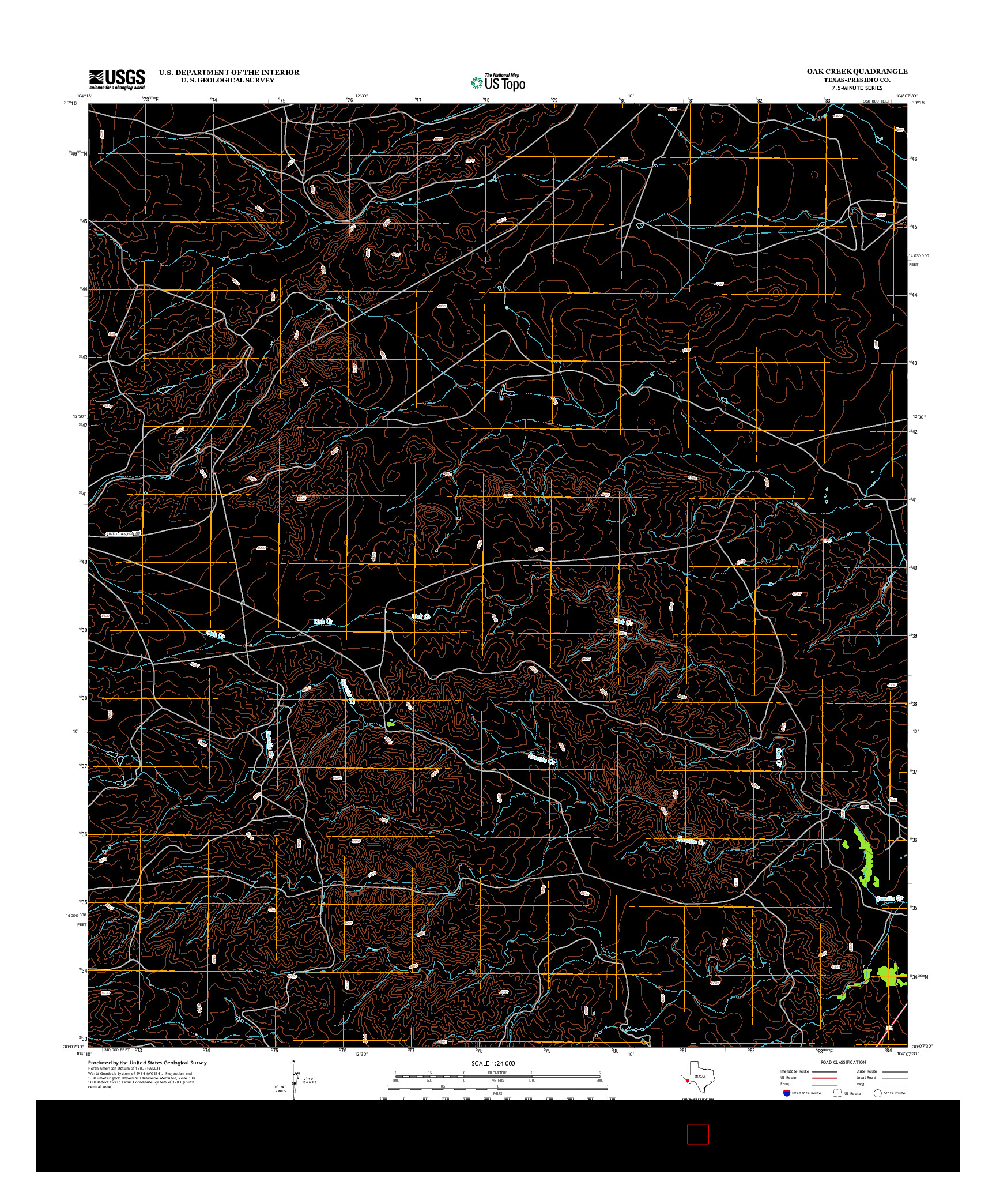 USGS US TOPO 7.5-MINUTE MAP FOR OAK CREEK, TX 2012