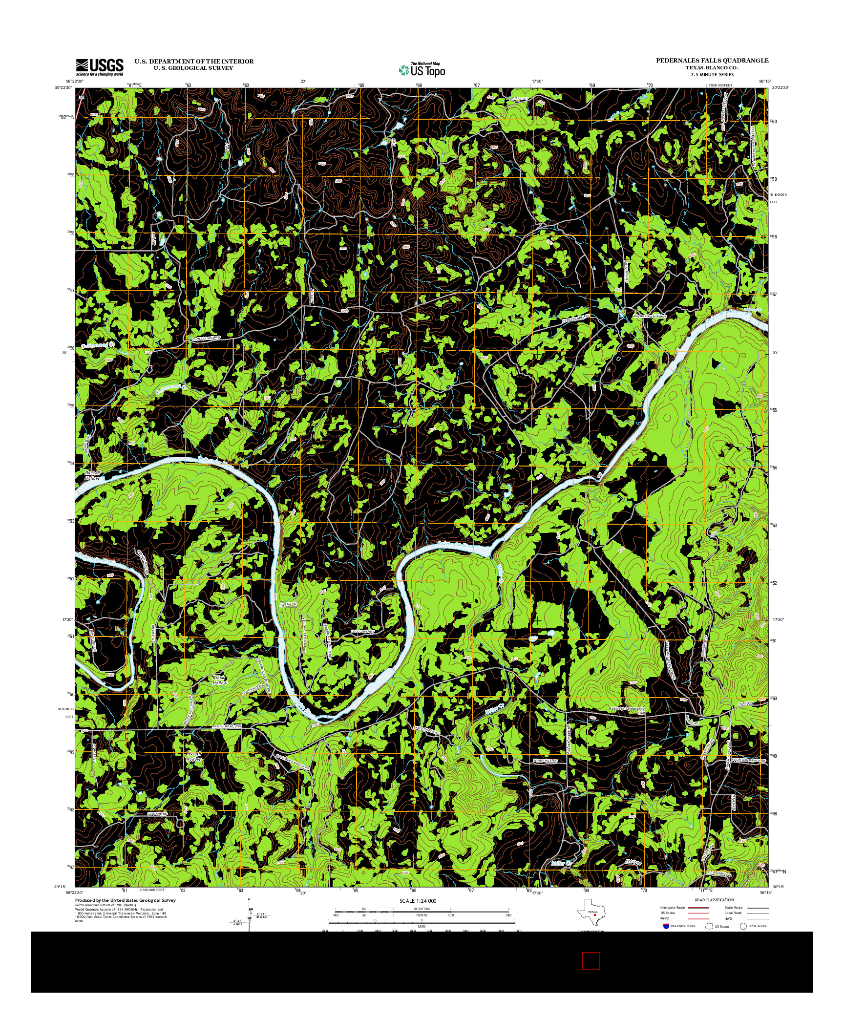 USGS US TOPO 7.5-MINUTE MAP FOR PEDERNALES FALLS, TX 2012