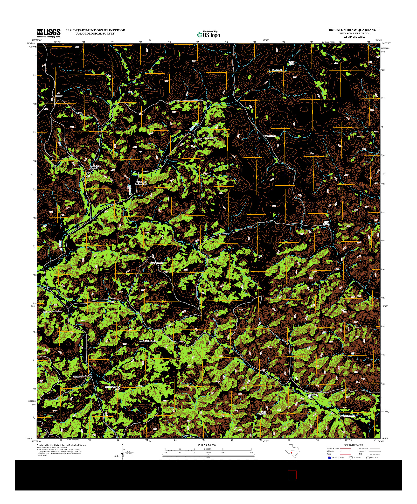 USGS US TOPO 7.5-MINUTE MAP FOR ROBINSON DRAW, TX 2012