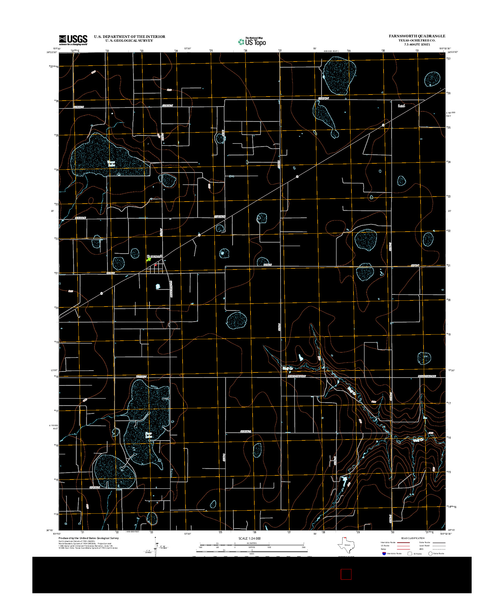 USGS US TOPO 7.5-MINUTE MAP FOR FARNSWORTH, TX 2012