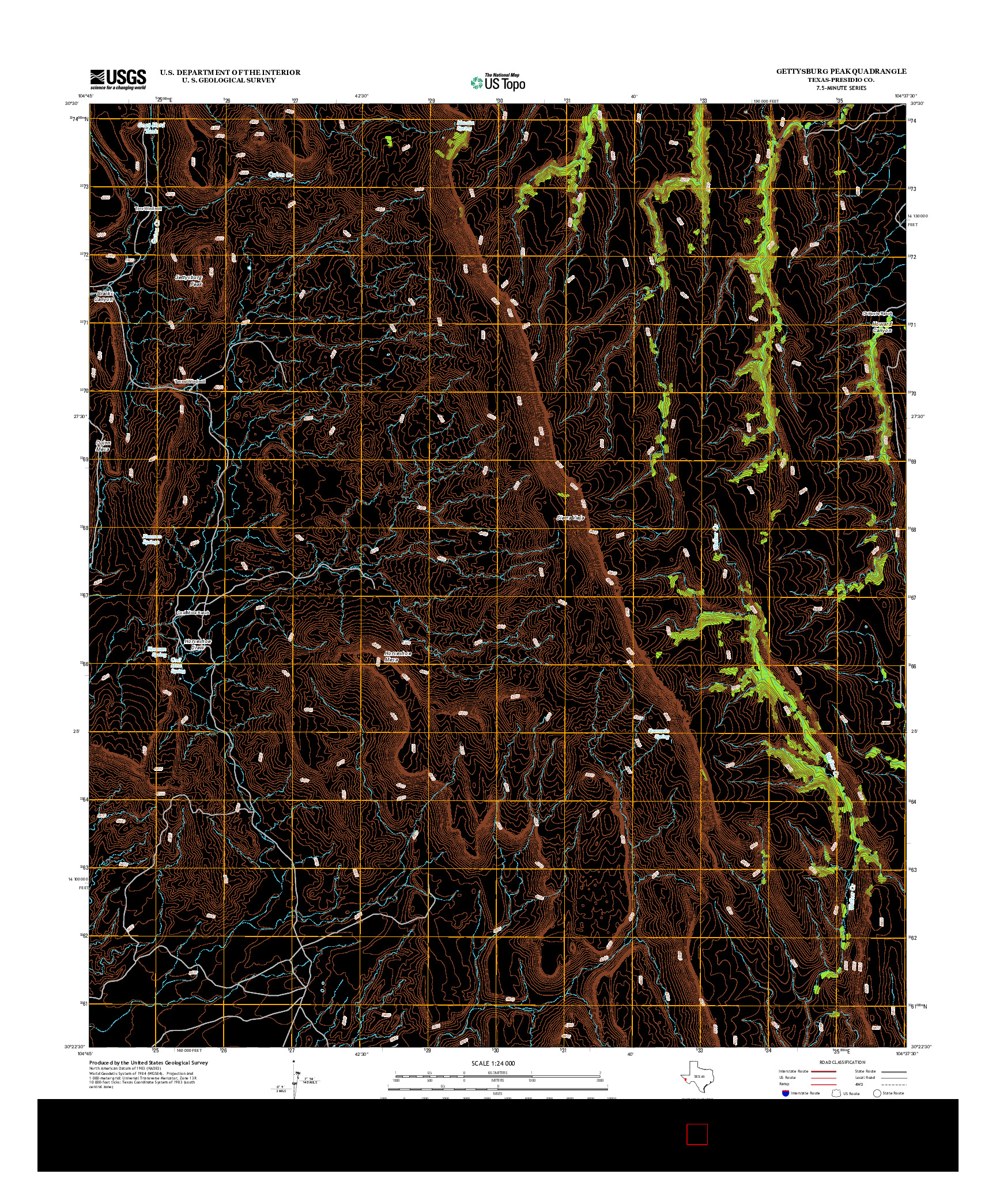 USGS US TOPO 7.5-MINUTE MAP FOR GETTYSBURG PEAK, TX 2012