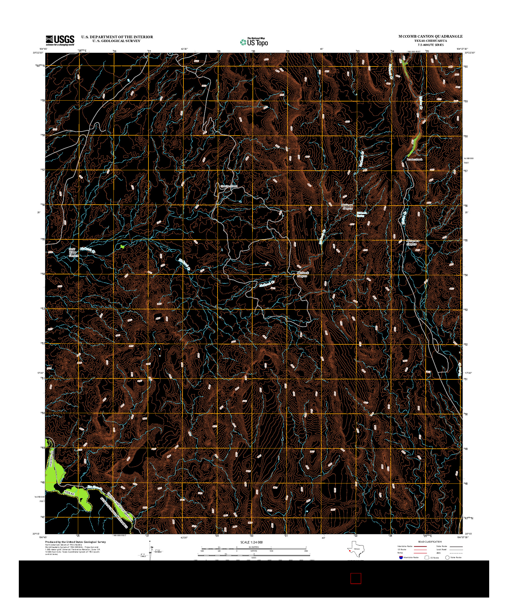 USGS US TOPO 7.5-MINUTE MAP FOR MCCOMB CANYON, TX-CHH 2012