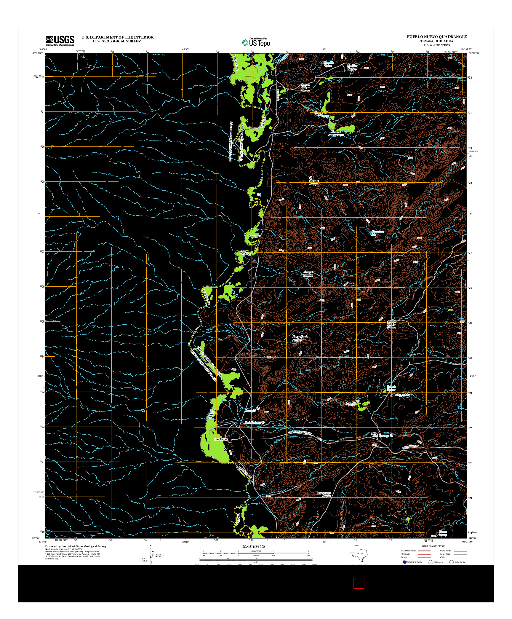 USGS US TOPO 7.5-MINUTE MAP FOR PUEBLO NUEVO, TX-CHH 2012