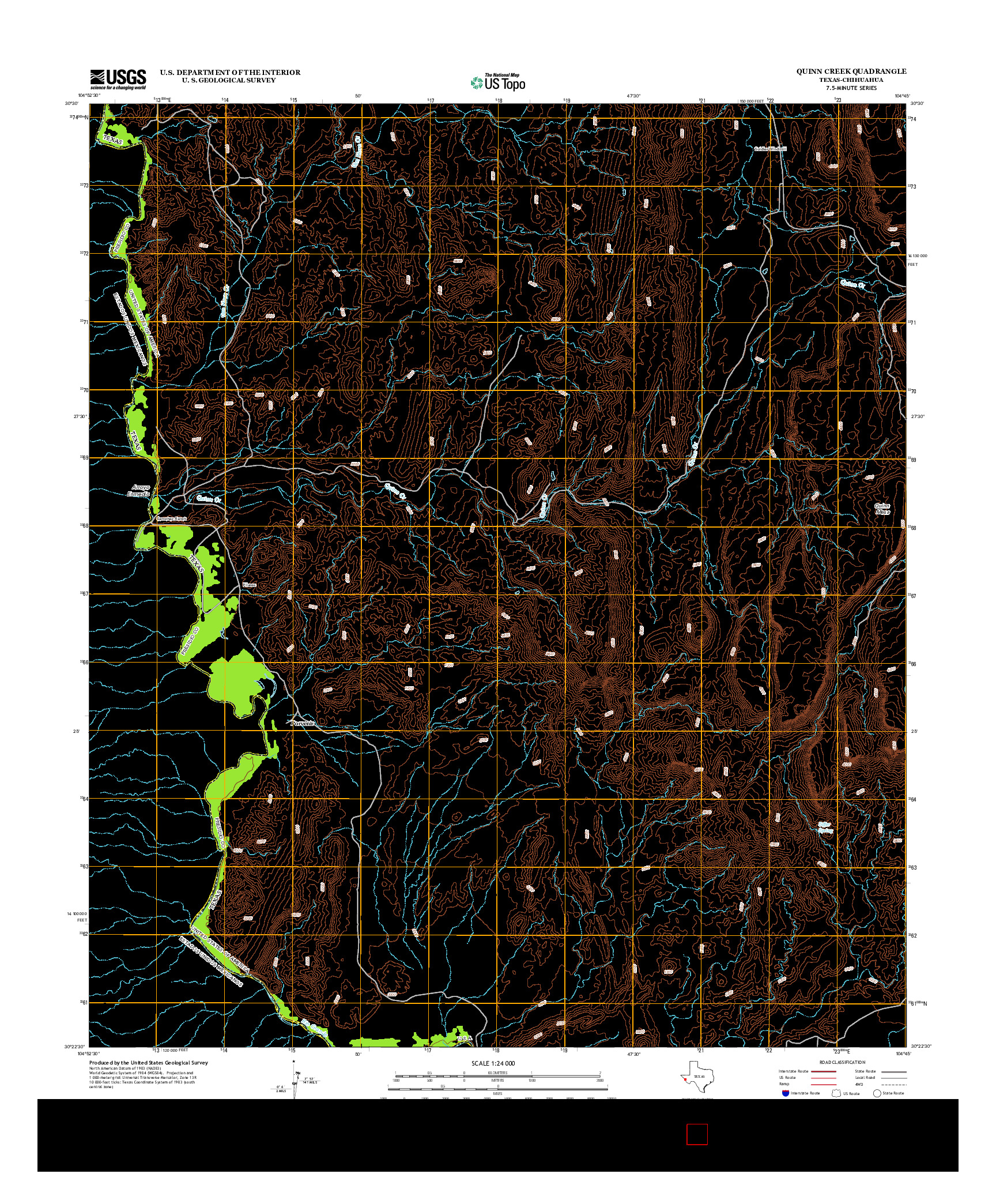 USGS US TOPO 7.5-MINUTE MAP FOR QUINN CREEK, TX-CHH 2012