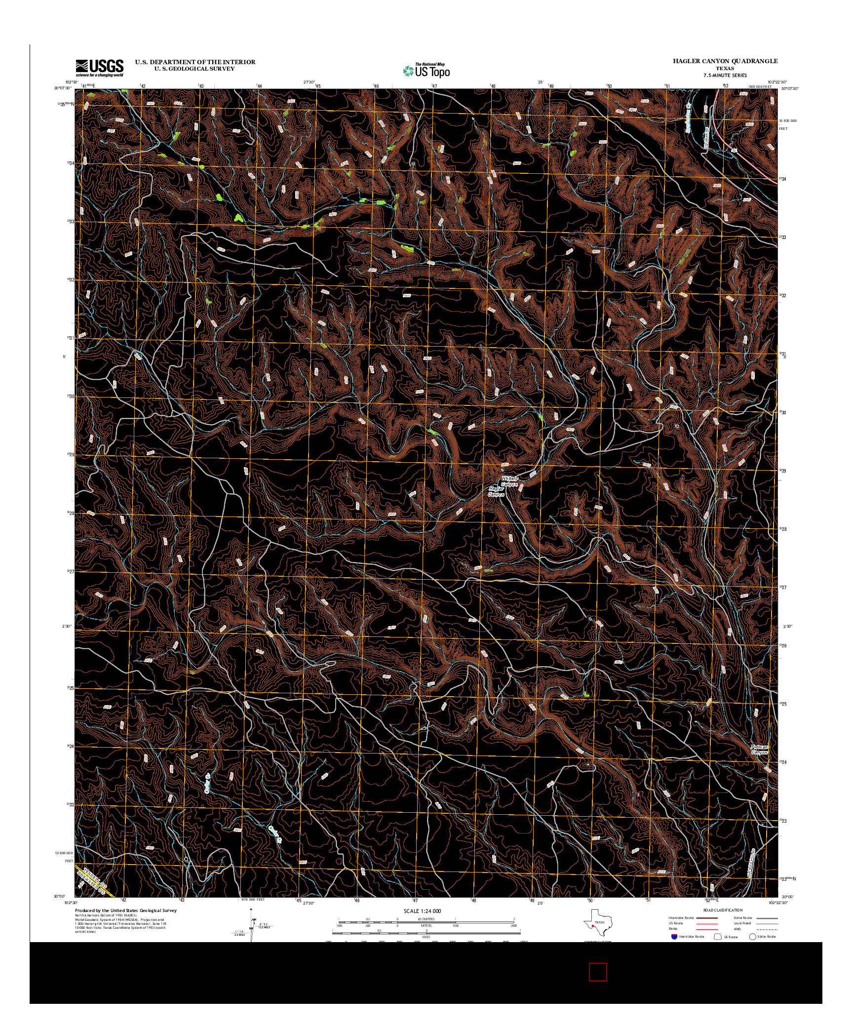 USGS US TOPO 7.5-MINUTE MAP FOR HAGLER CANYON, TX 2012